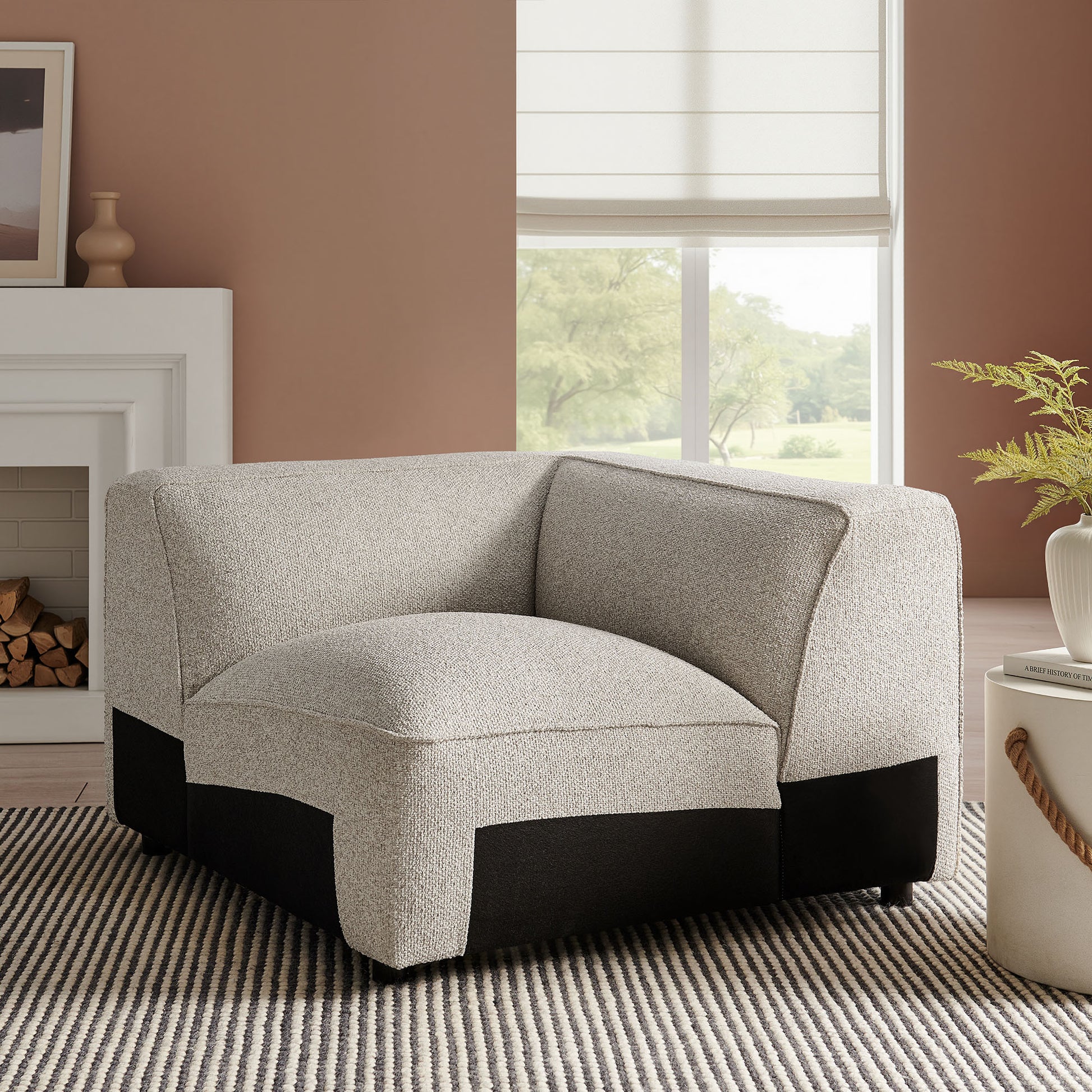Auren Lattice Bouclé Upholstered Modular Corner Chair by Modway