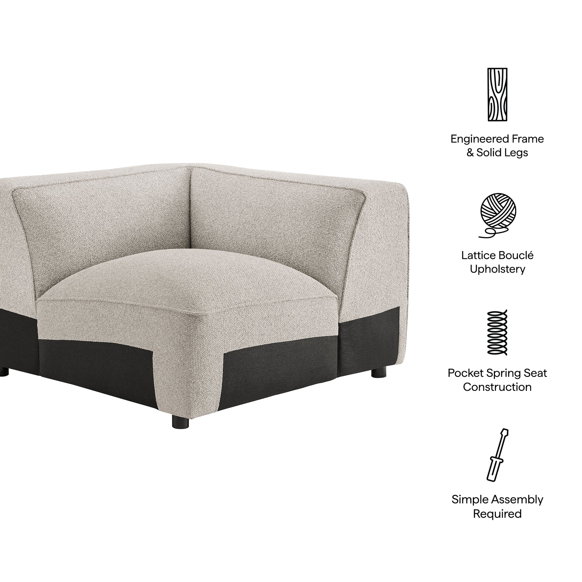Auren Lattice Bouclé Upholstered Modular Corner Chair by Modway