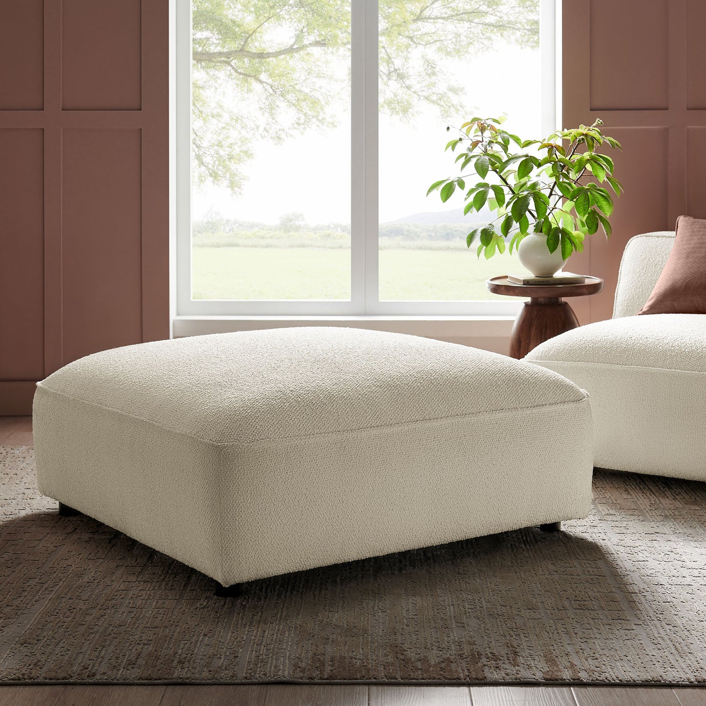 Auren Lattice Bouclé Upholstered Ottoman by Modway