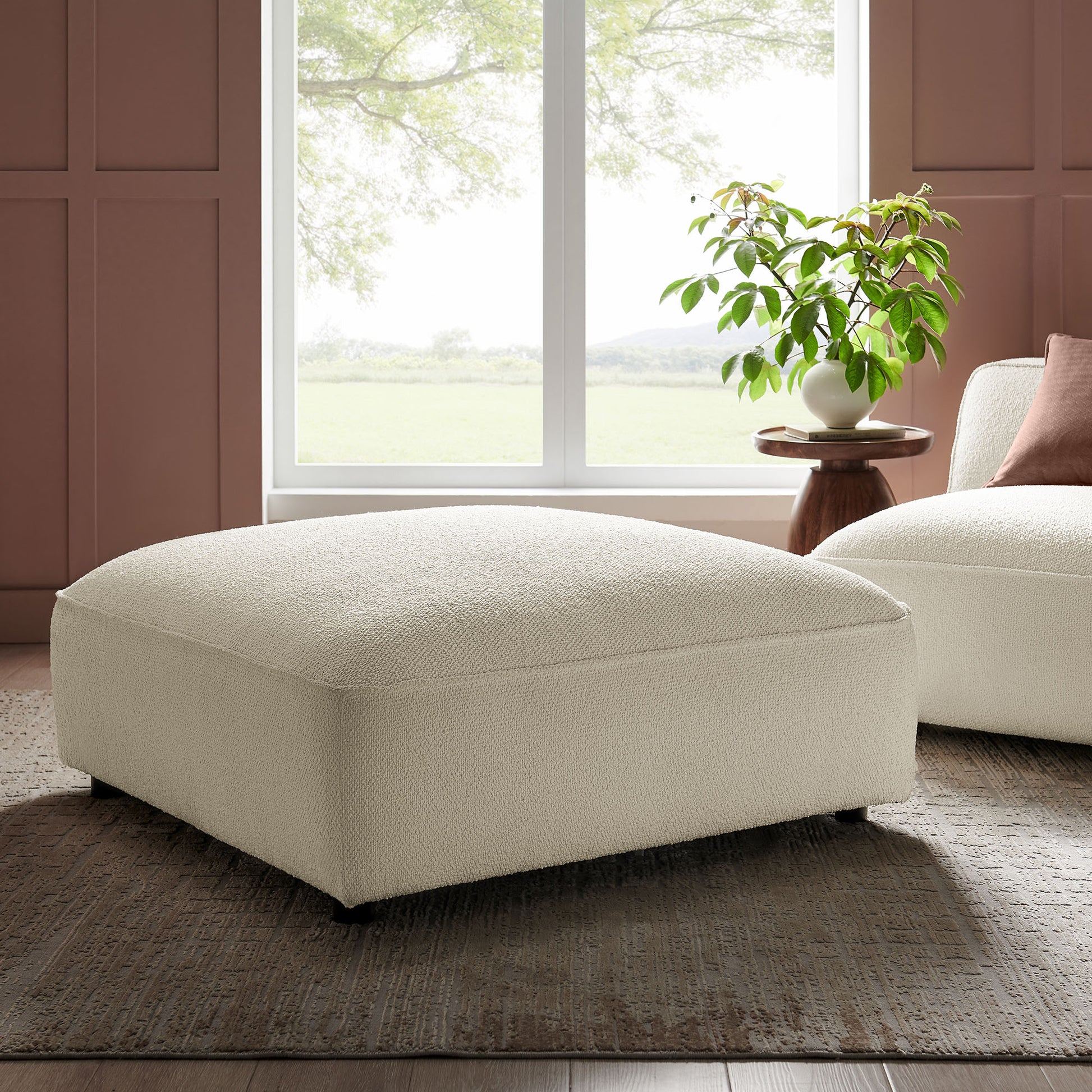 Auren Lattice Bouclé Upholstered Ottoman by Modway
