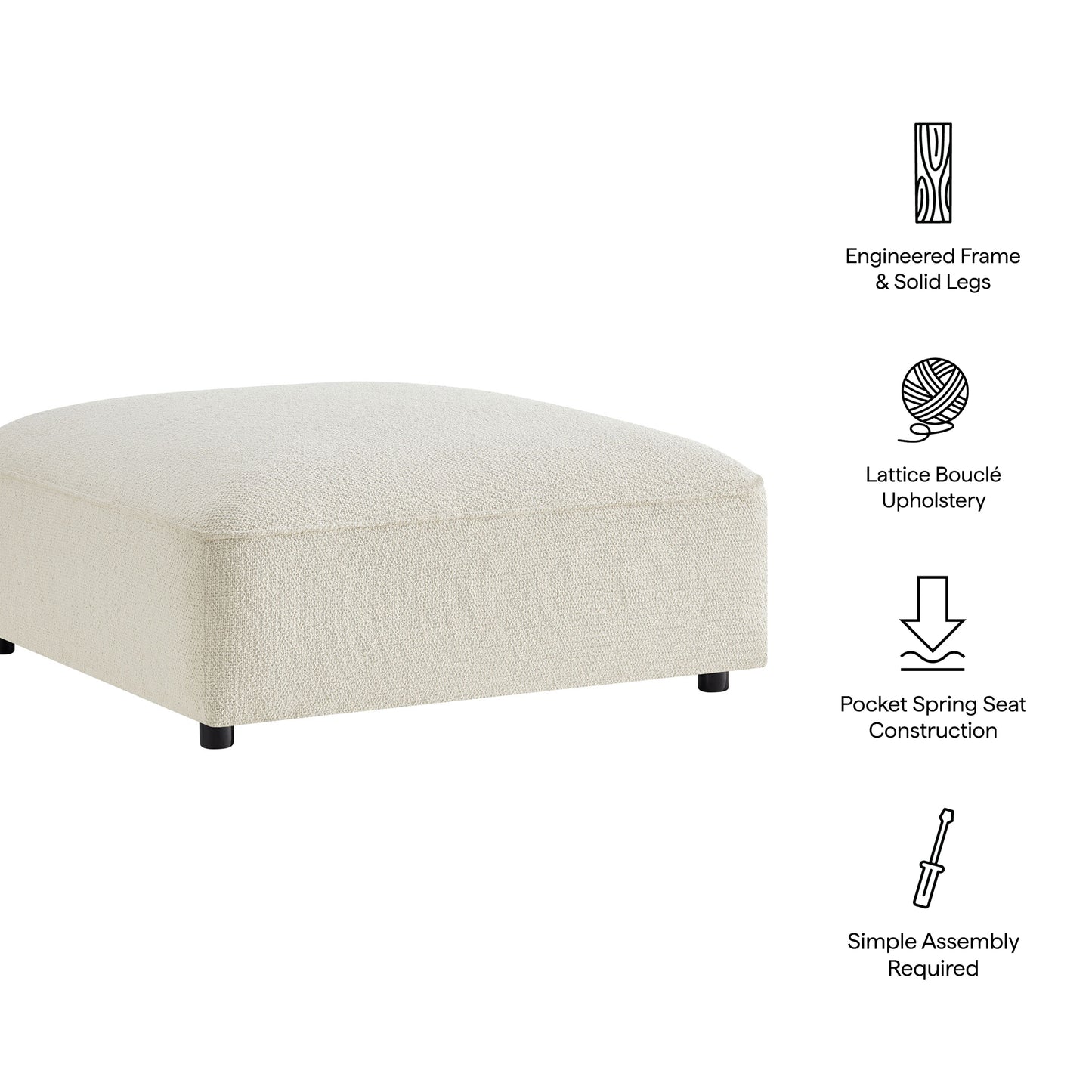 Auren Lattice Bouclé Upholstered Ottoman by Modway