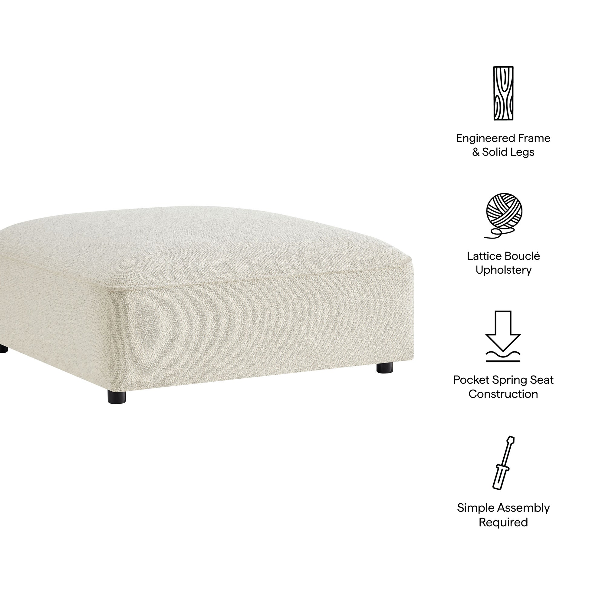 Auren Lattice Bouclé Upholstered Ottoman by Modway