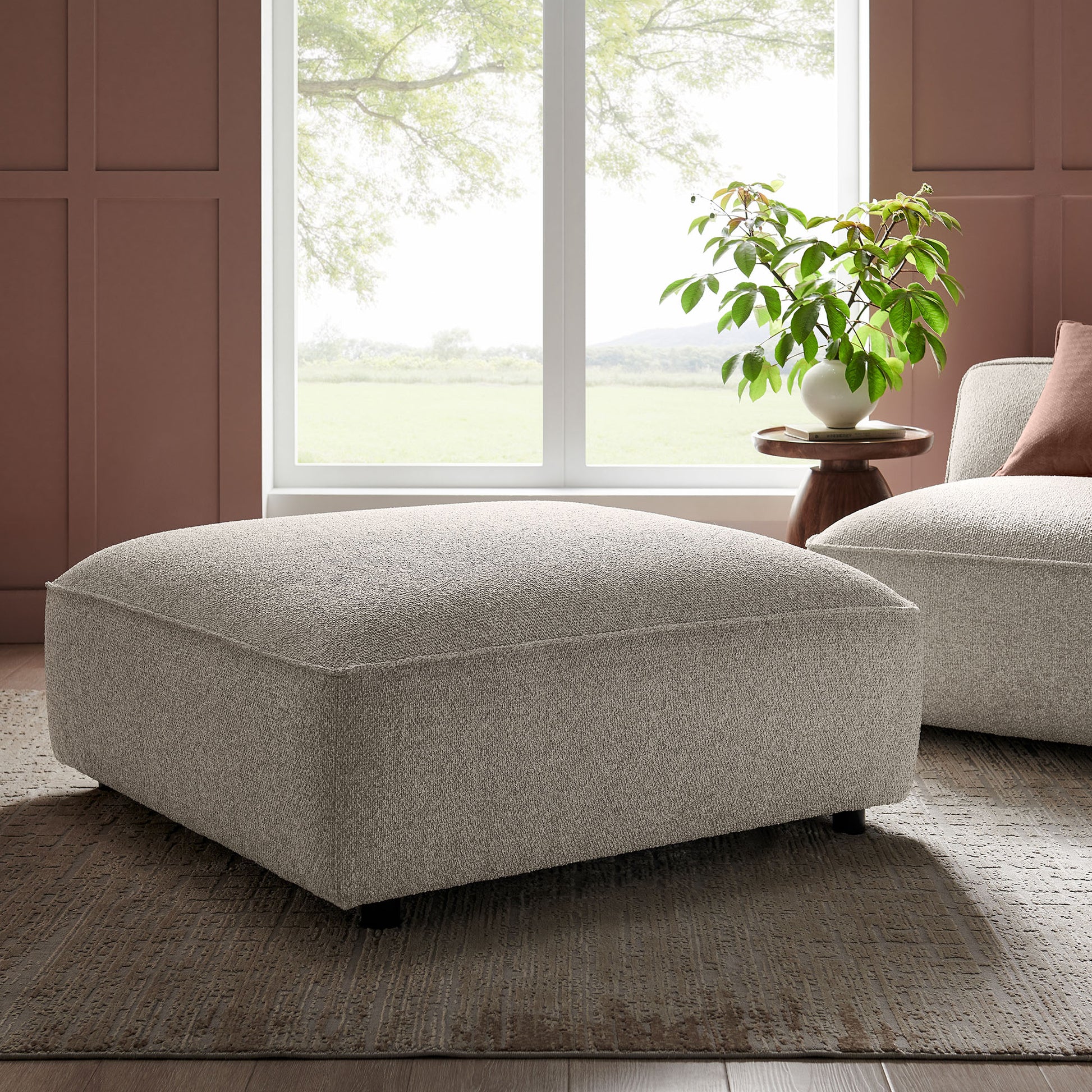 Auren Lattice Bouclé Upholstered Ottoman by Modway