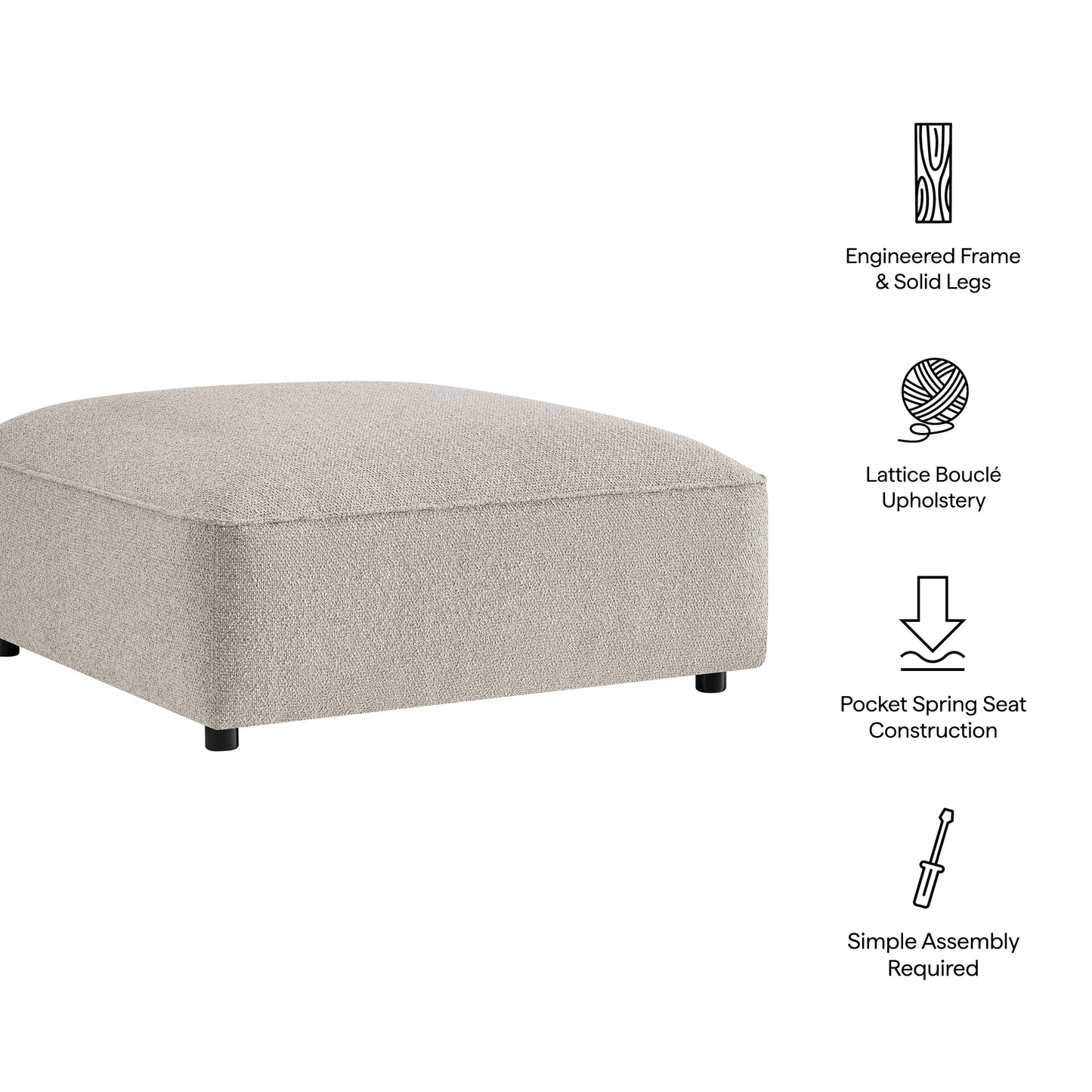 Auren Lattice Bouclé Upholstered Ottoman by Modway