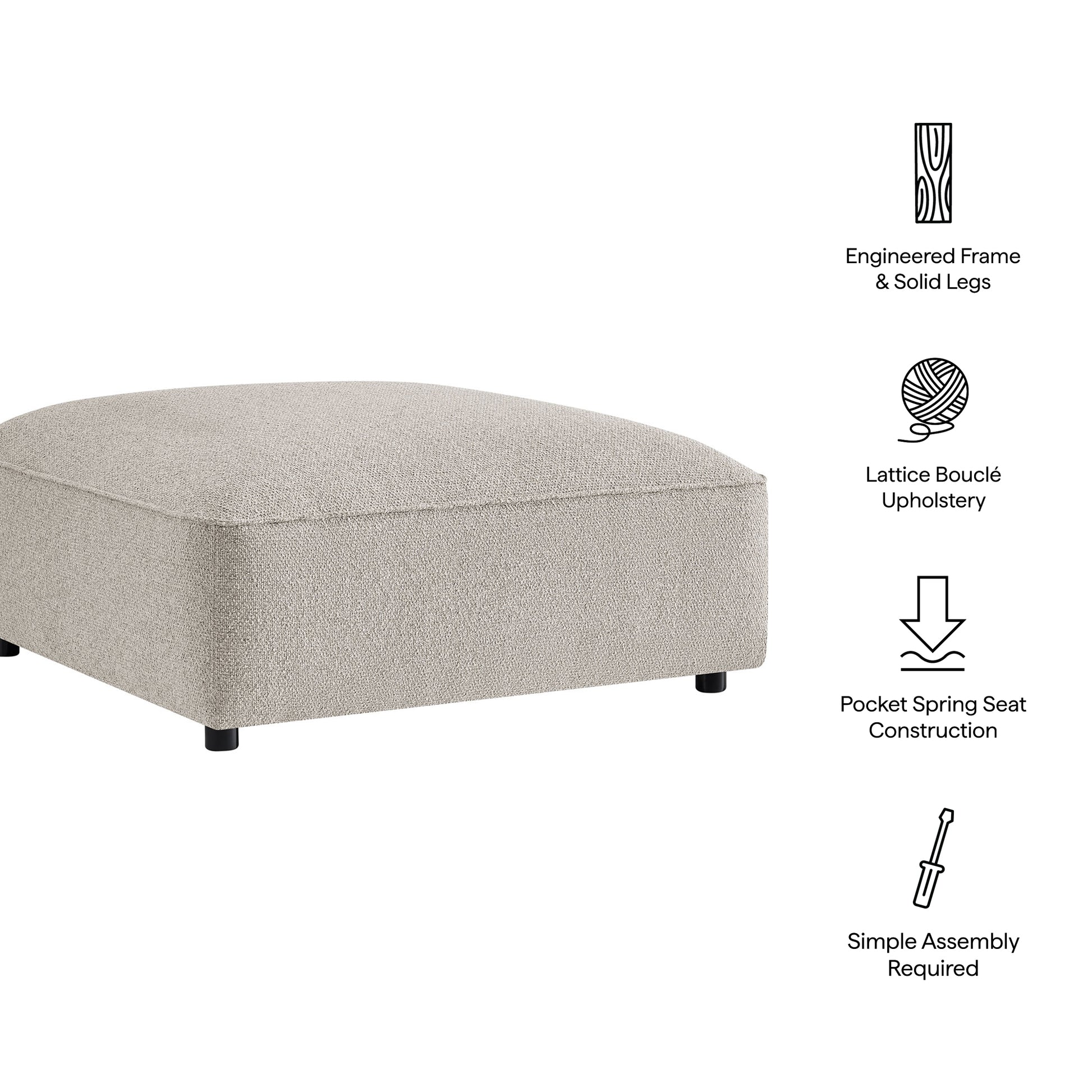 Auren Lattice Bouclé Upholstered Ottoman by Modway
