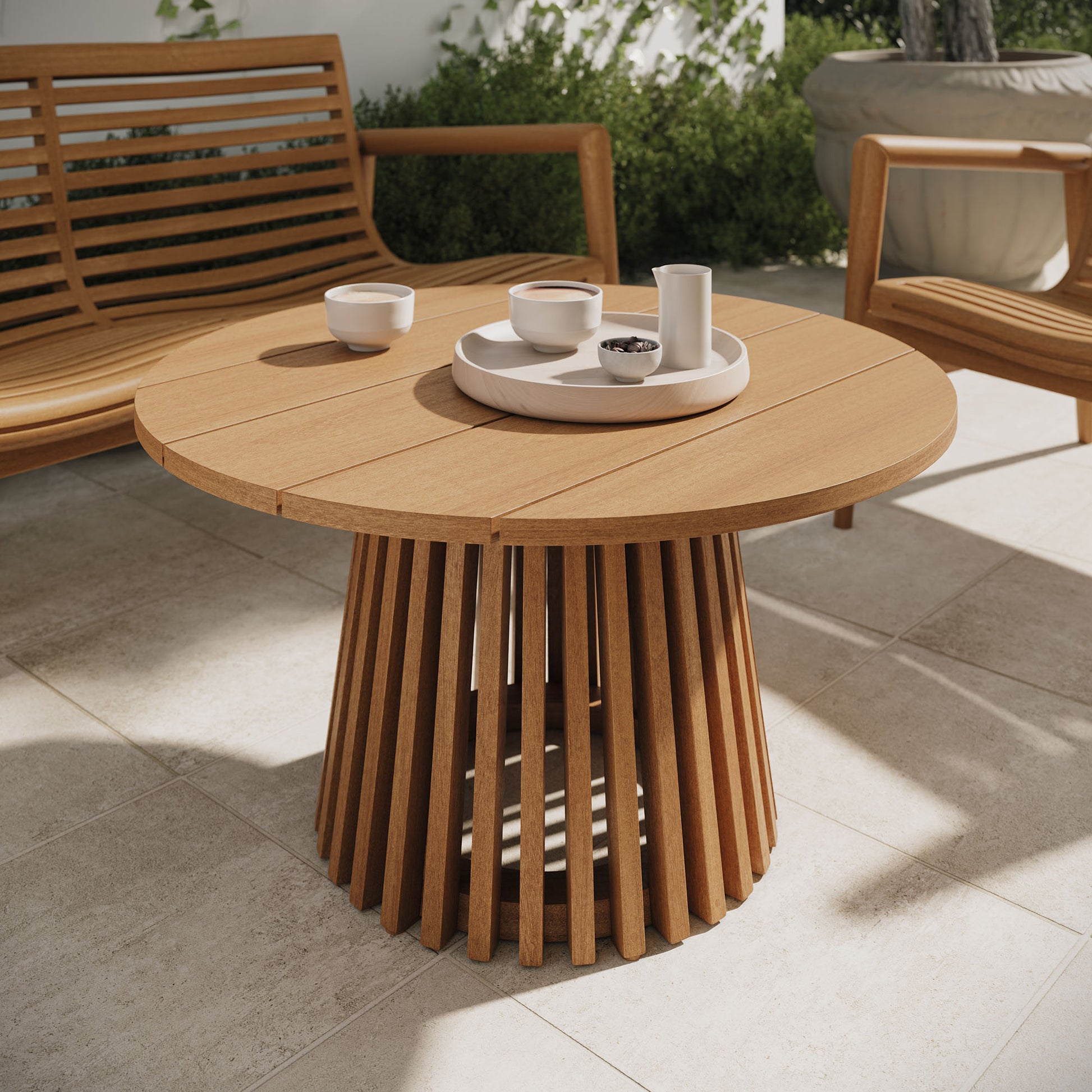 Lane 31 Inch Round Outdoor Patio Teak Wood Coffee Table by Modway