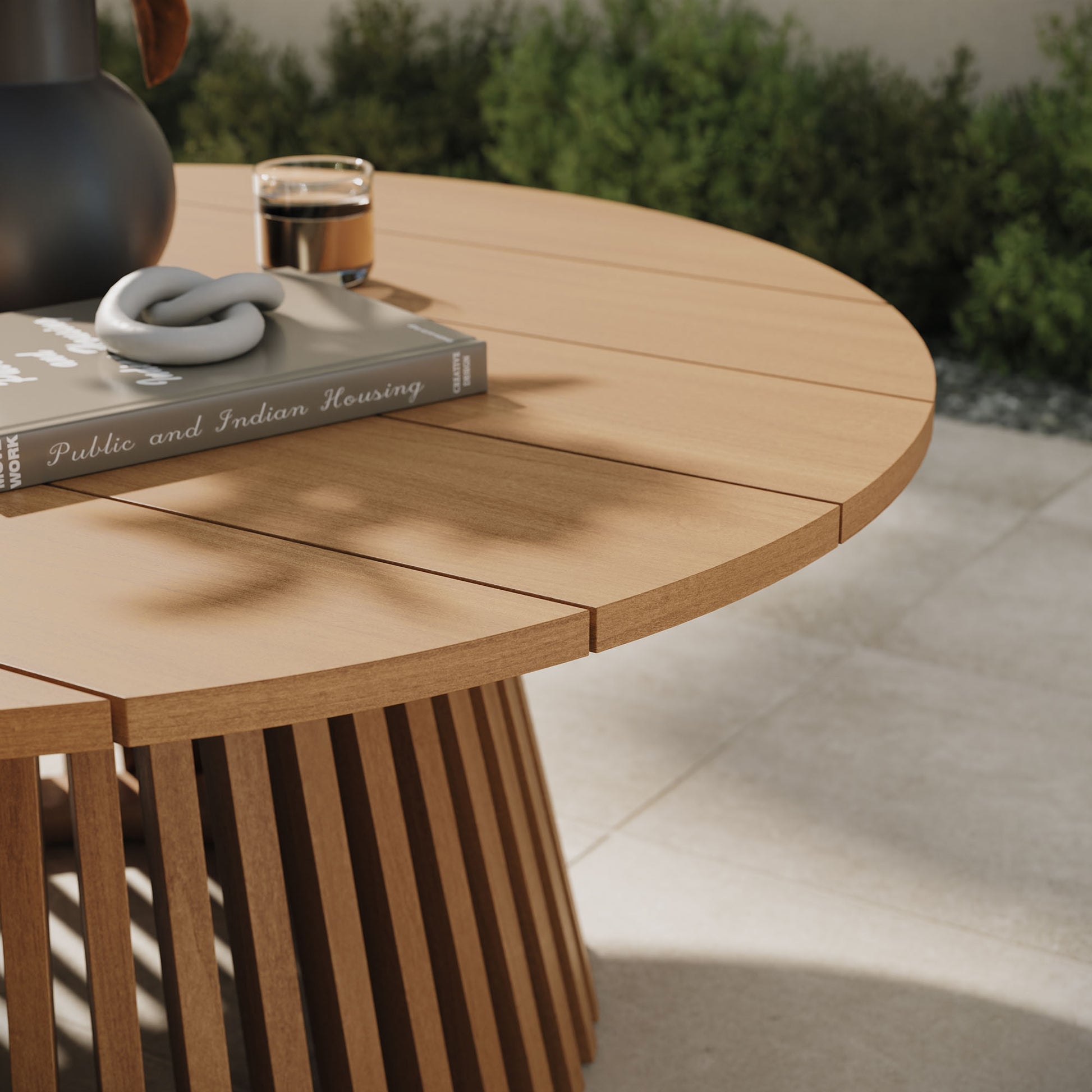 Lane 39 Inch Round Outdoor Patio Teak Wood Coffee Table by Modway