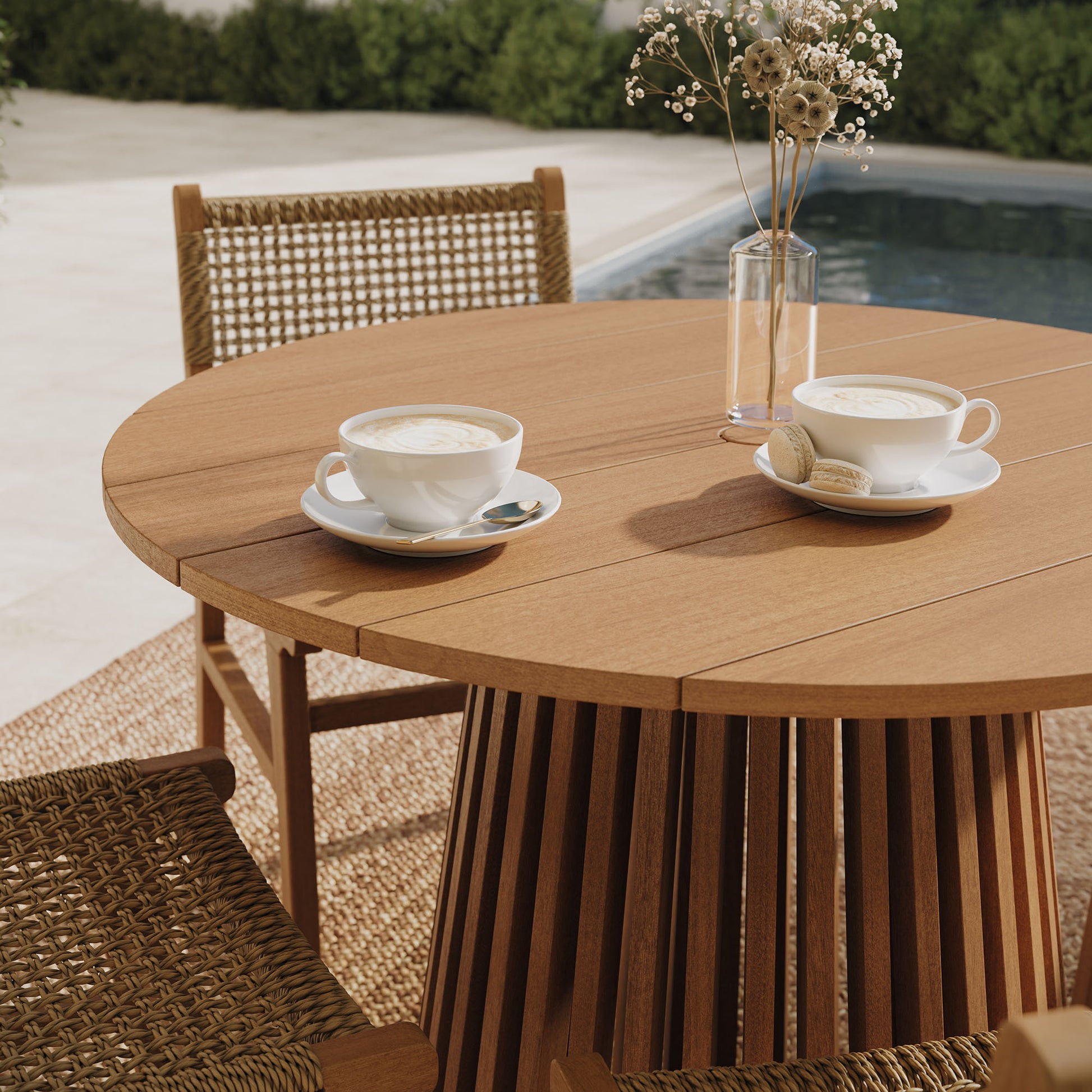 Lane 39 Inch Round Outdoor Patio Teak Wood Dining Table by Modway