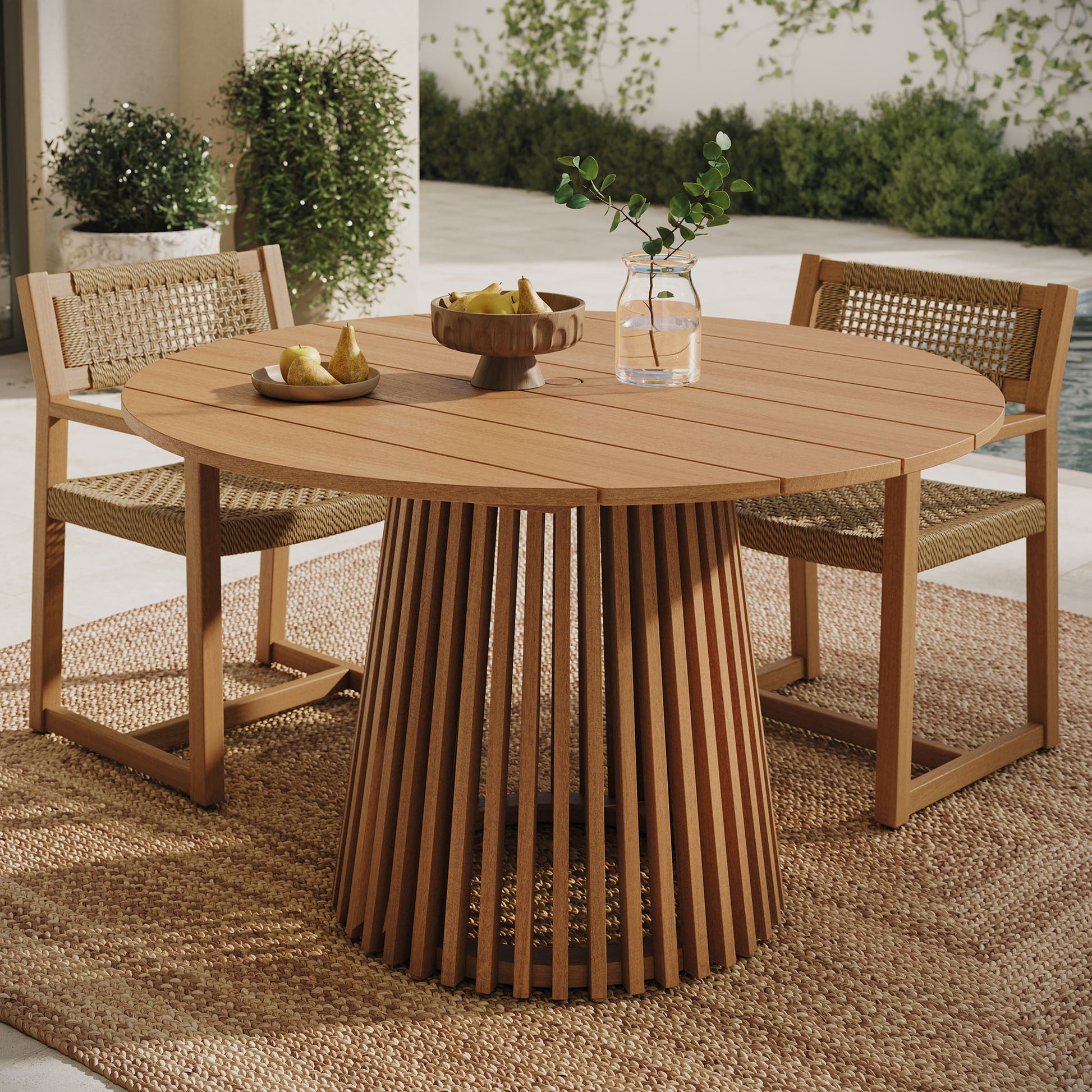 Lane 47 Inch Round Outdoor Patio Teak Wood Dining Table by Modway