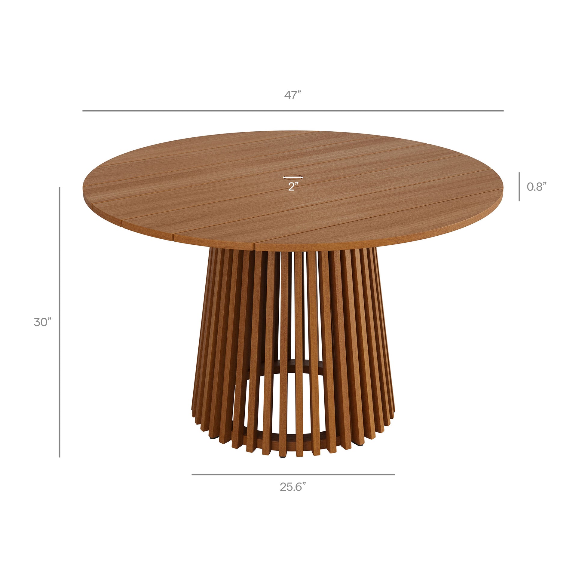 Lane 47 Inch Round Outdoor Patio Teak Wood Dining Table by Modway