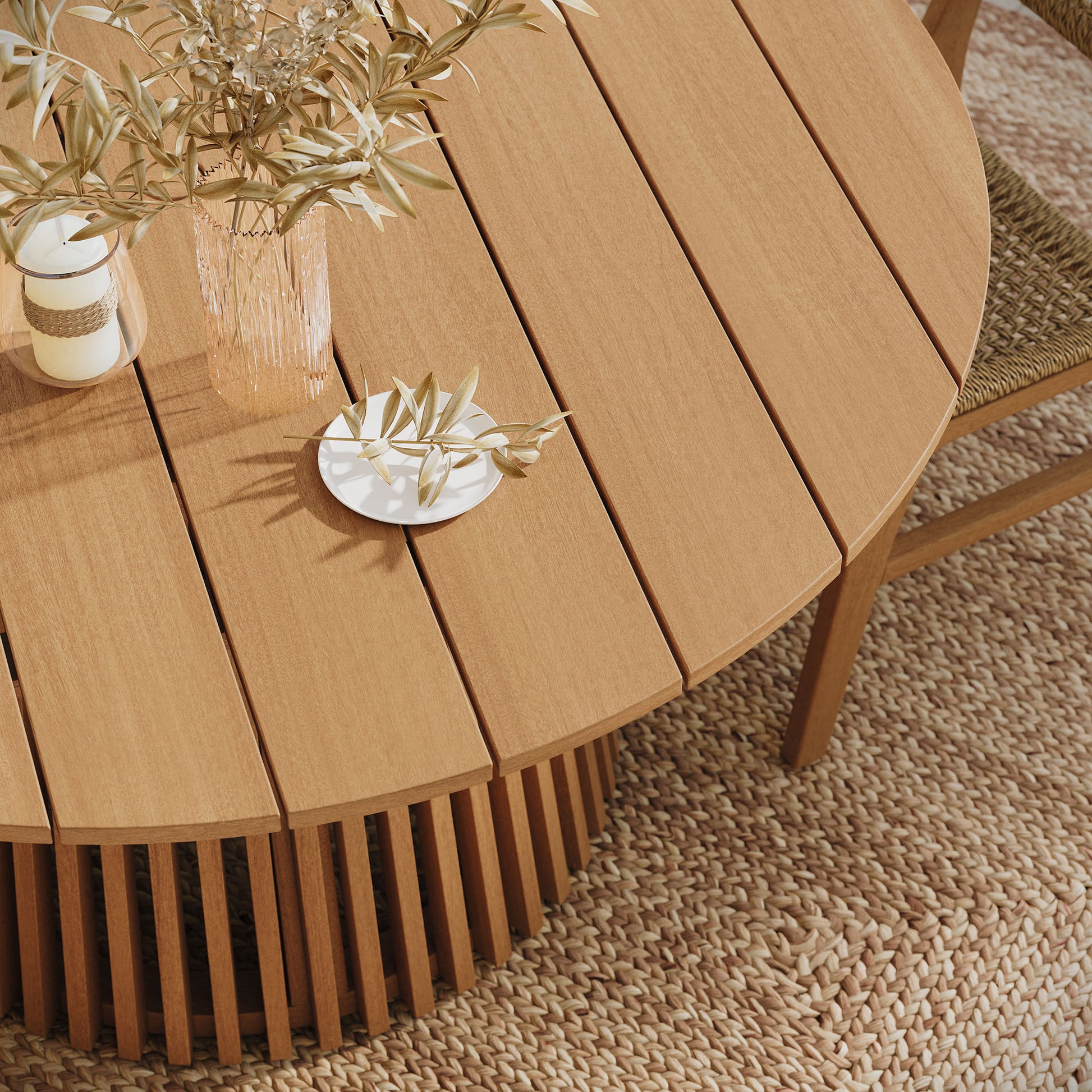 Lane 55 Inch Round Outdoor Patio Teak Wood Dining Table by Modway