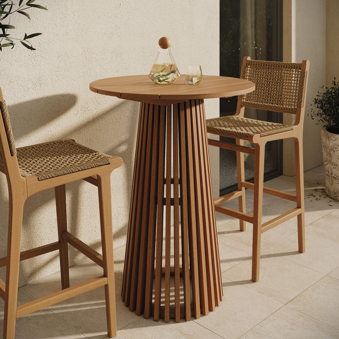 Lane 31 Inch Round Outdoor Patio Teak Wood Bar Table by Modway