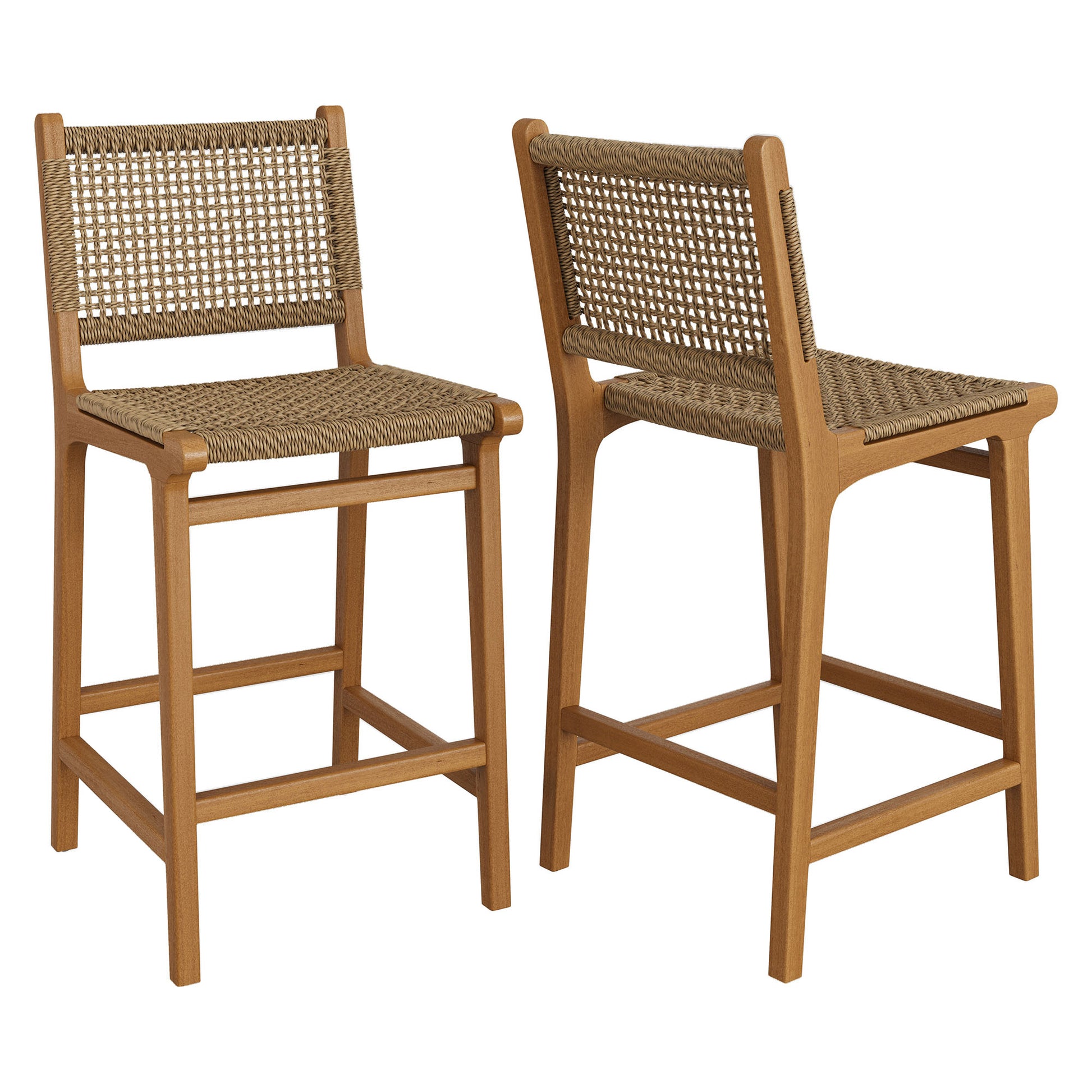 Rowe Outdoor Patio Teak Wood Counter Chairs Set of 2 by Modway