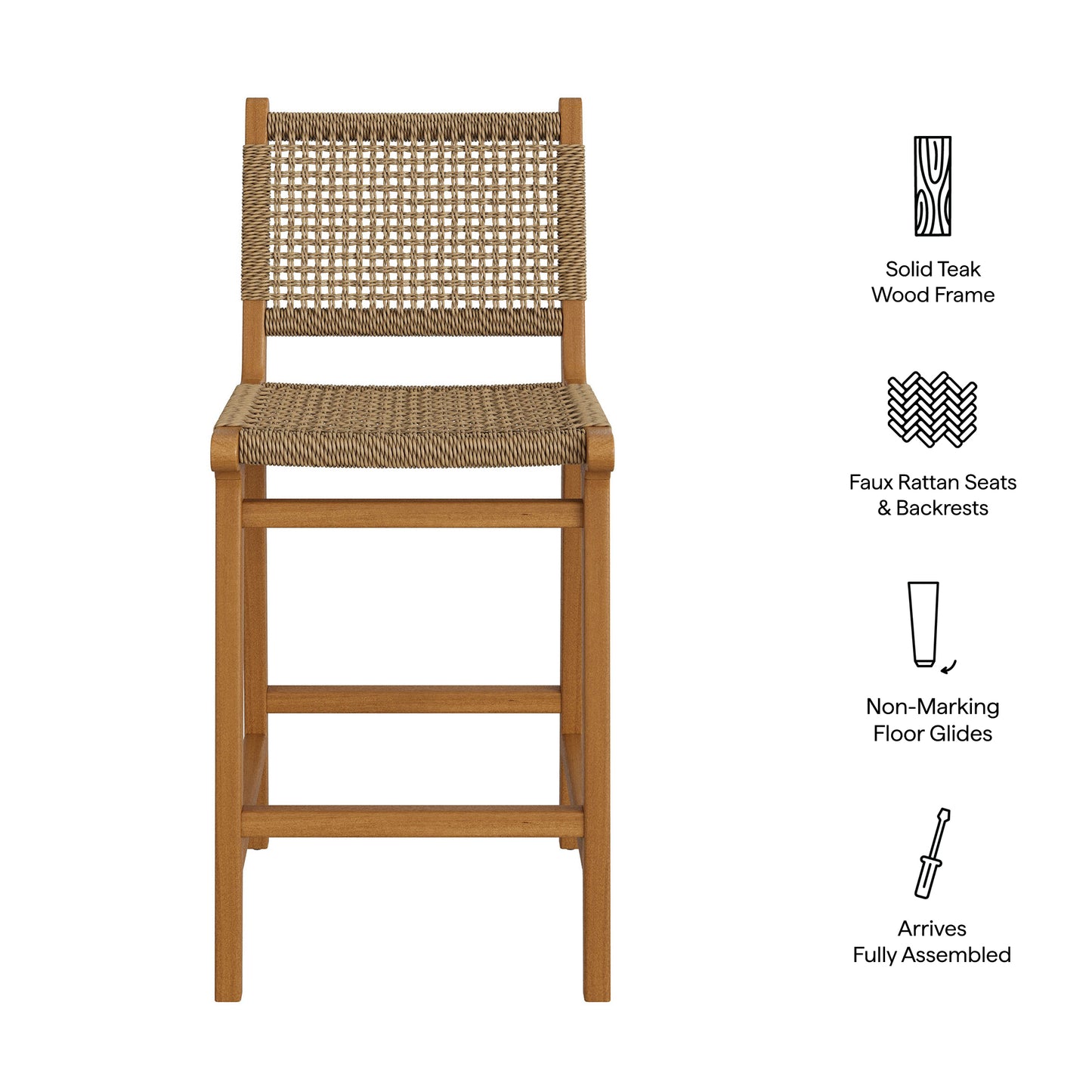 Rowe Outdoor Patio Teak Wood Counter Chairs Set of 2 by Modway