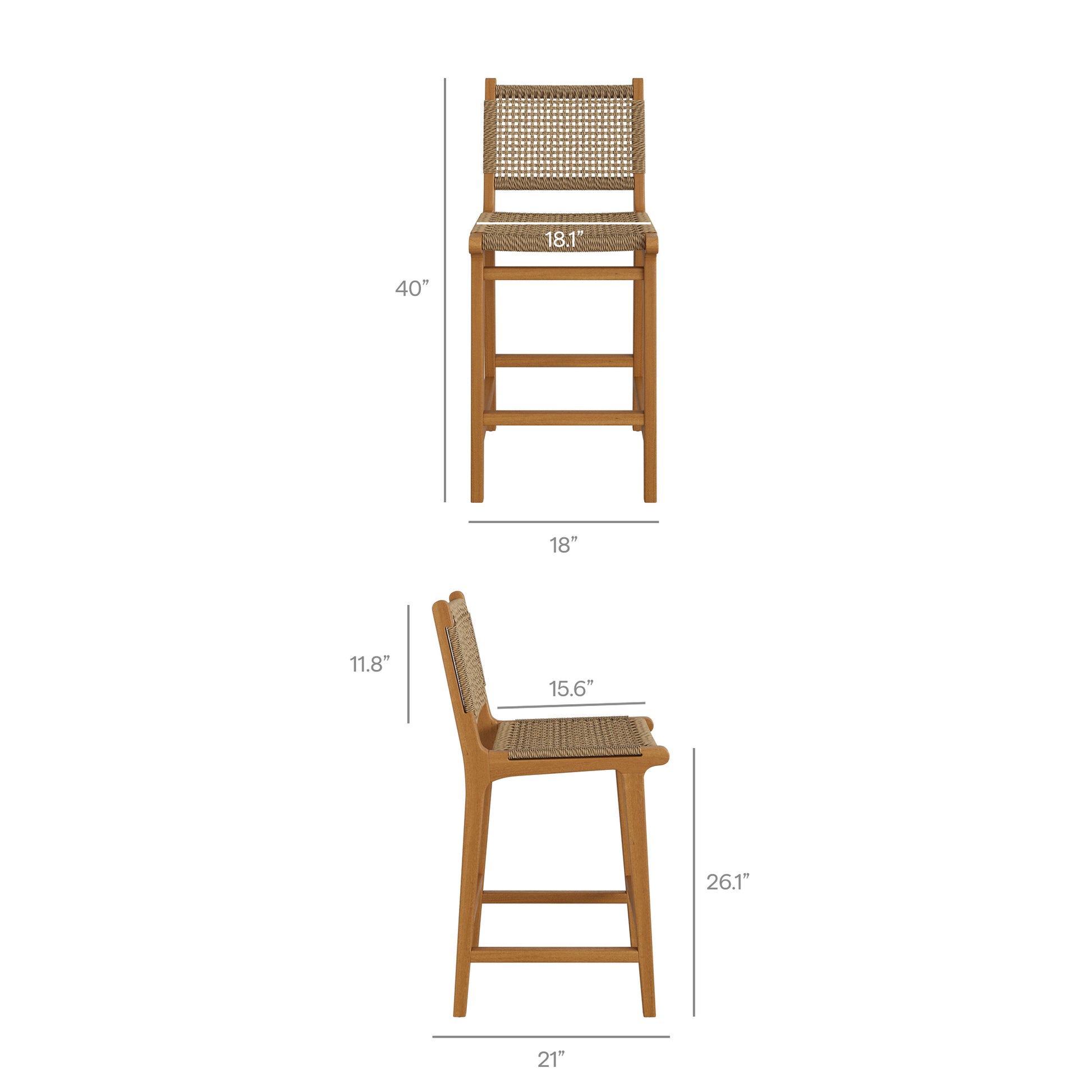 Rowe Outdoor Patio Teak Wood Counter Chairs Set of 2 by Modway