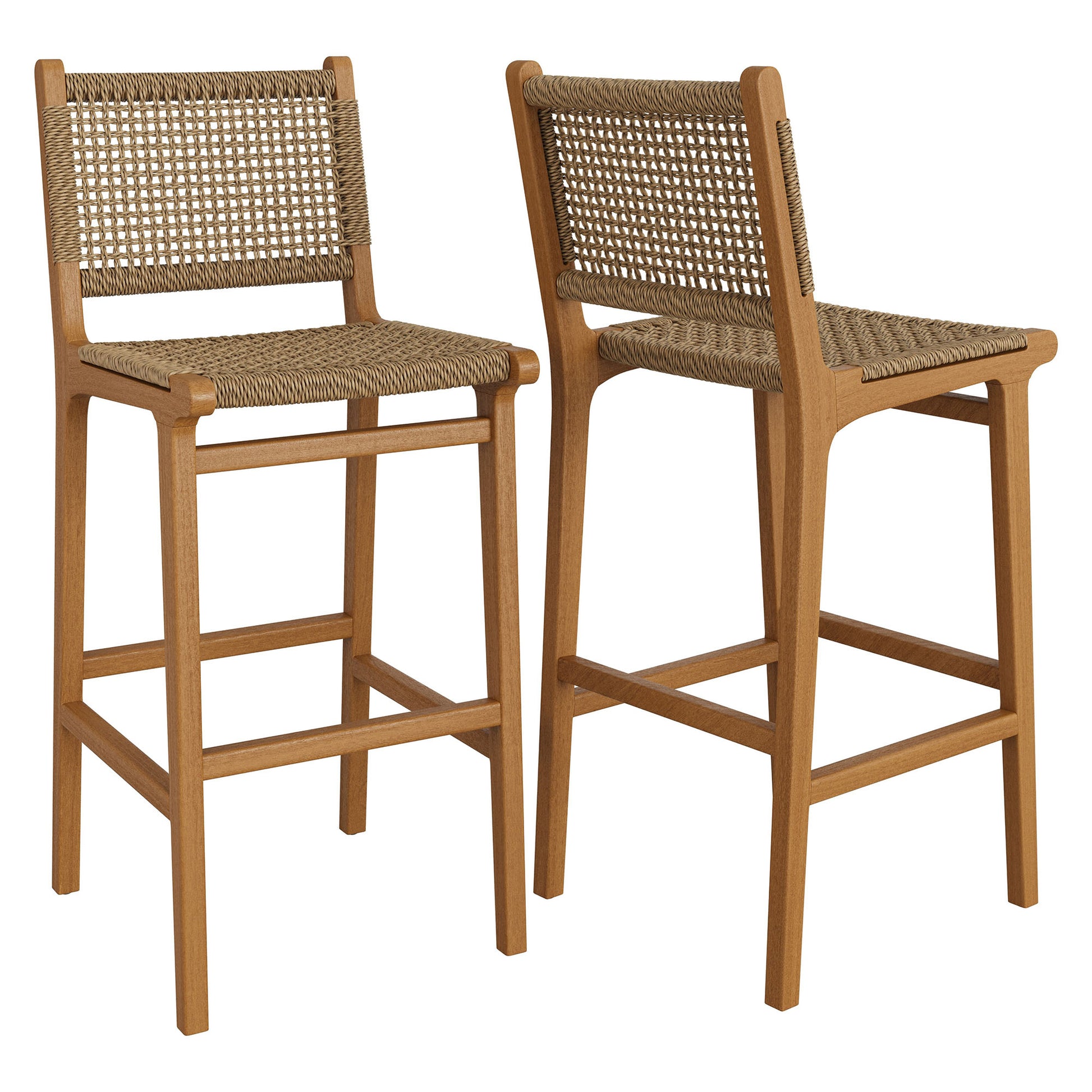 Rowe Outdoor Patio Teak Wood Bar Chairs Set of 2 by Modway