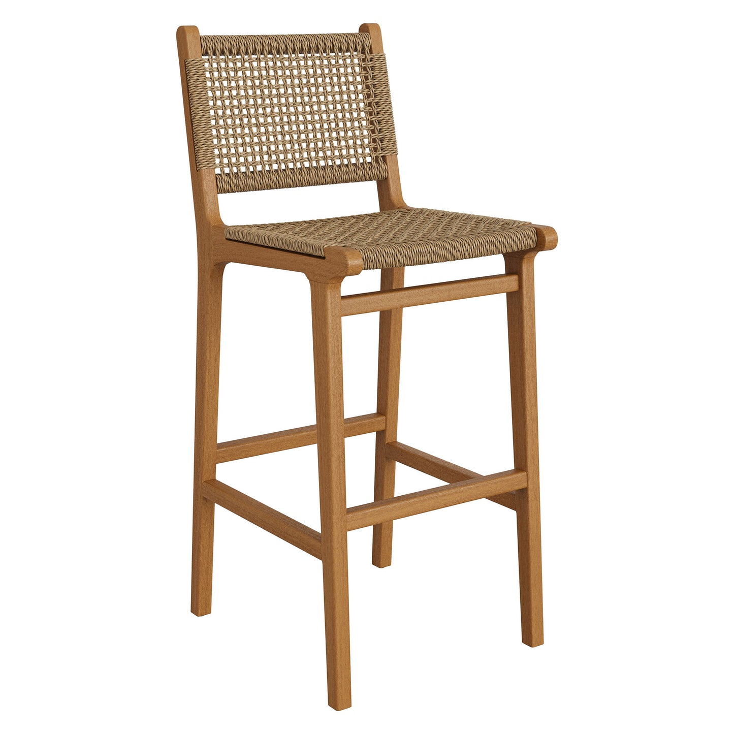 Rowe Outdoor Patio Teak Wood Bar Chairs Set of 2 by Modway