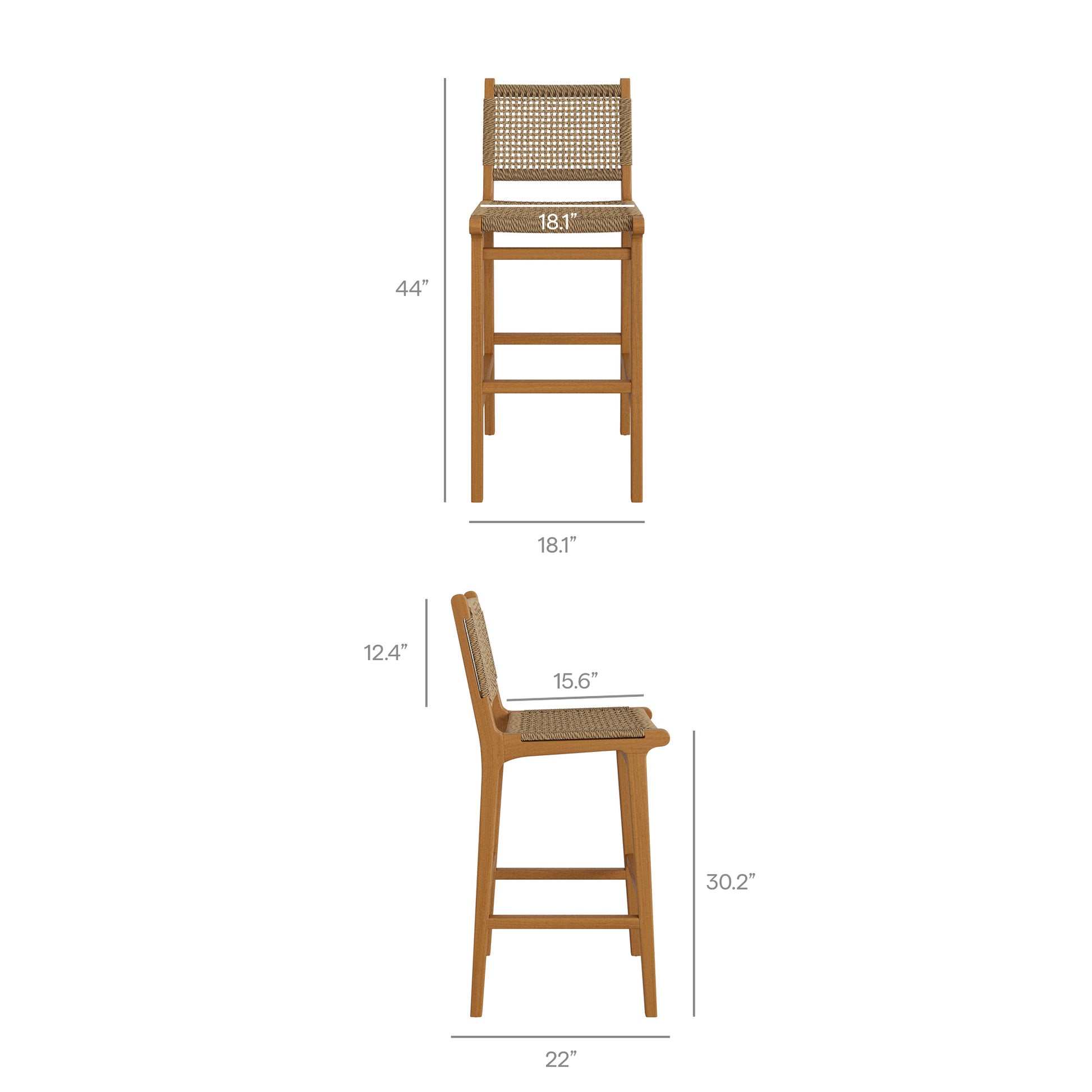 Rowe Outdoor Patio Teak Wood Bar Chairs Set of 2 by Modway
