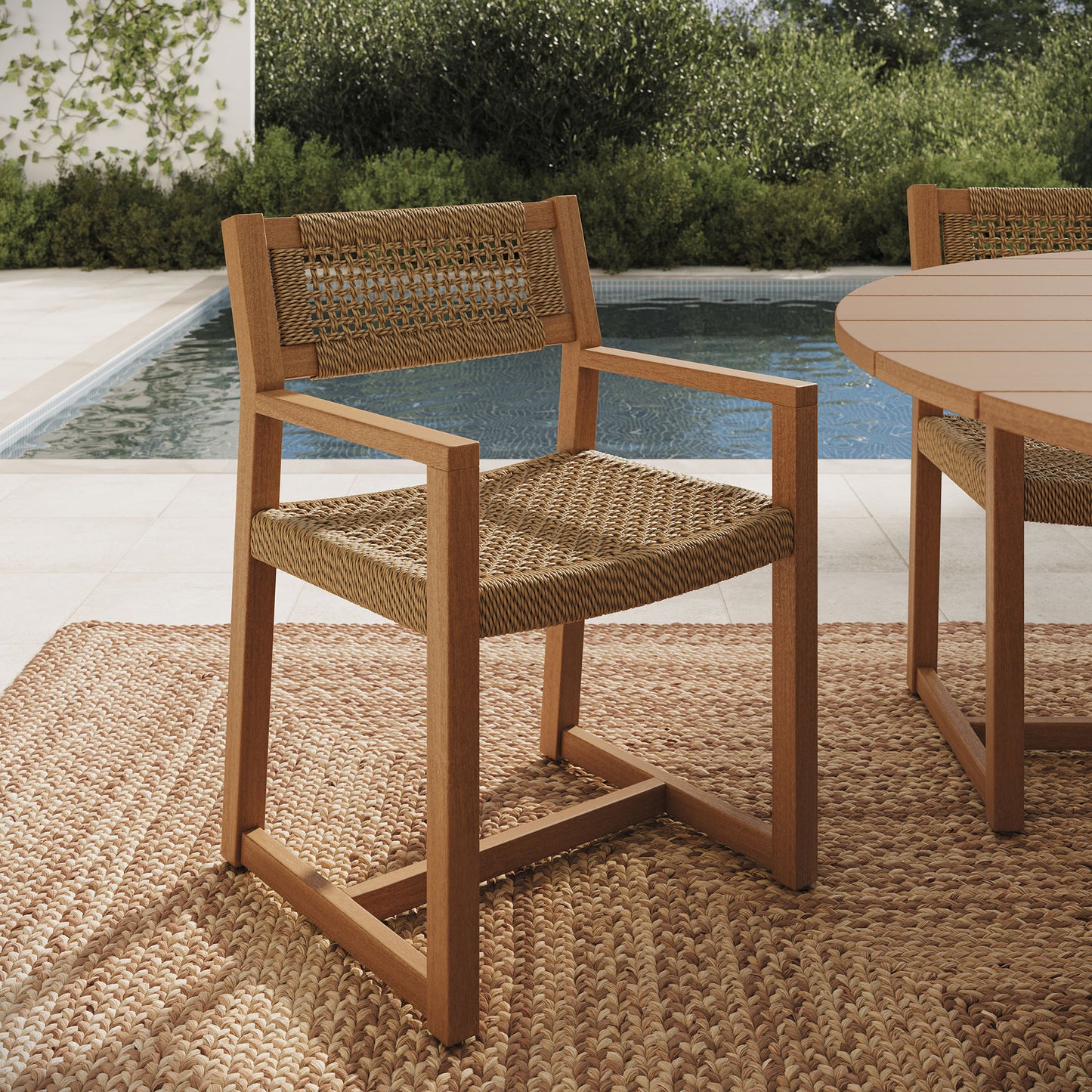 Reed Outdoor Patio Teak Wood Rattan Dining Chair by Modway