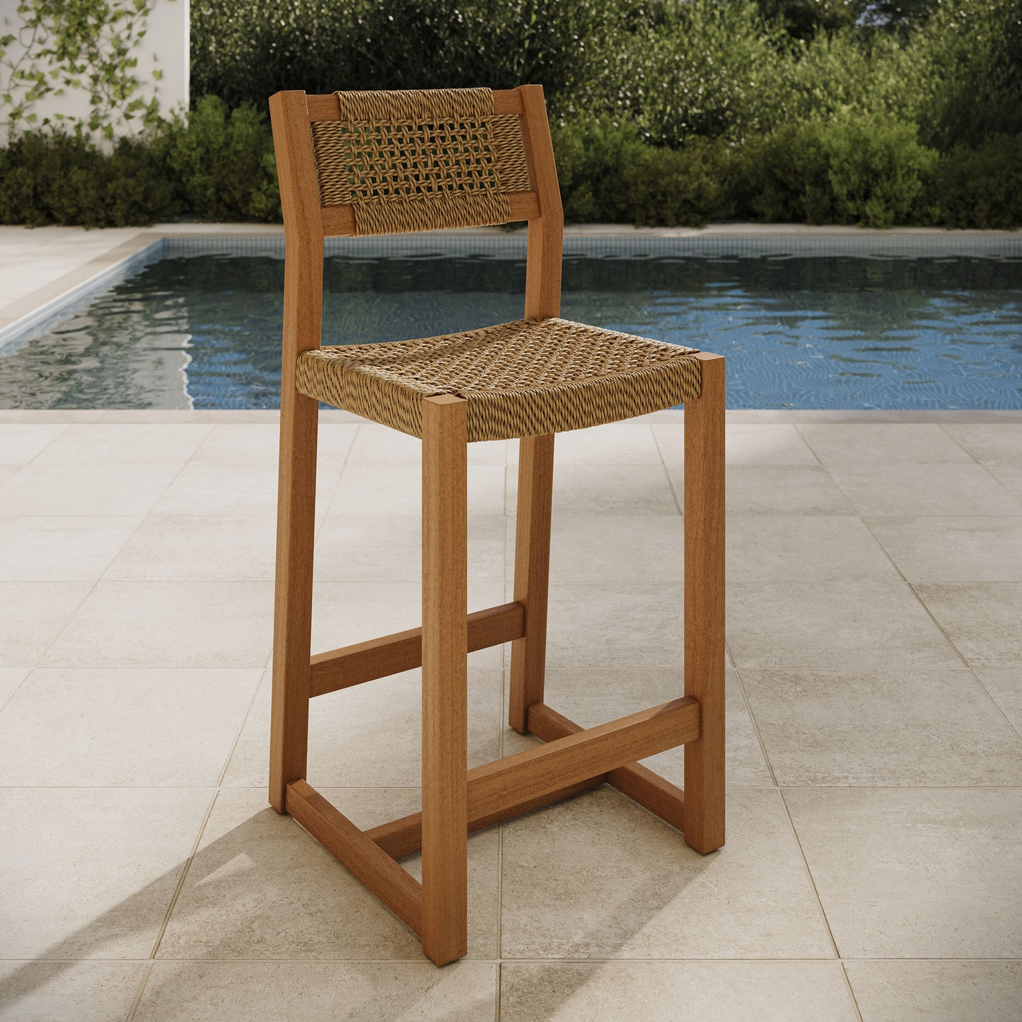 Reed 40 Inch Outdoor Patio Outdoor Teak Wood Counter Stool by Modway