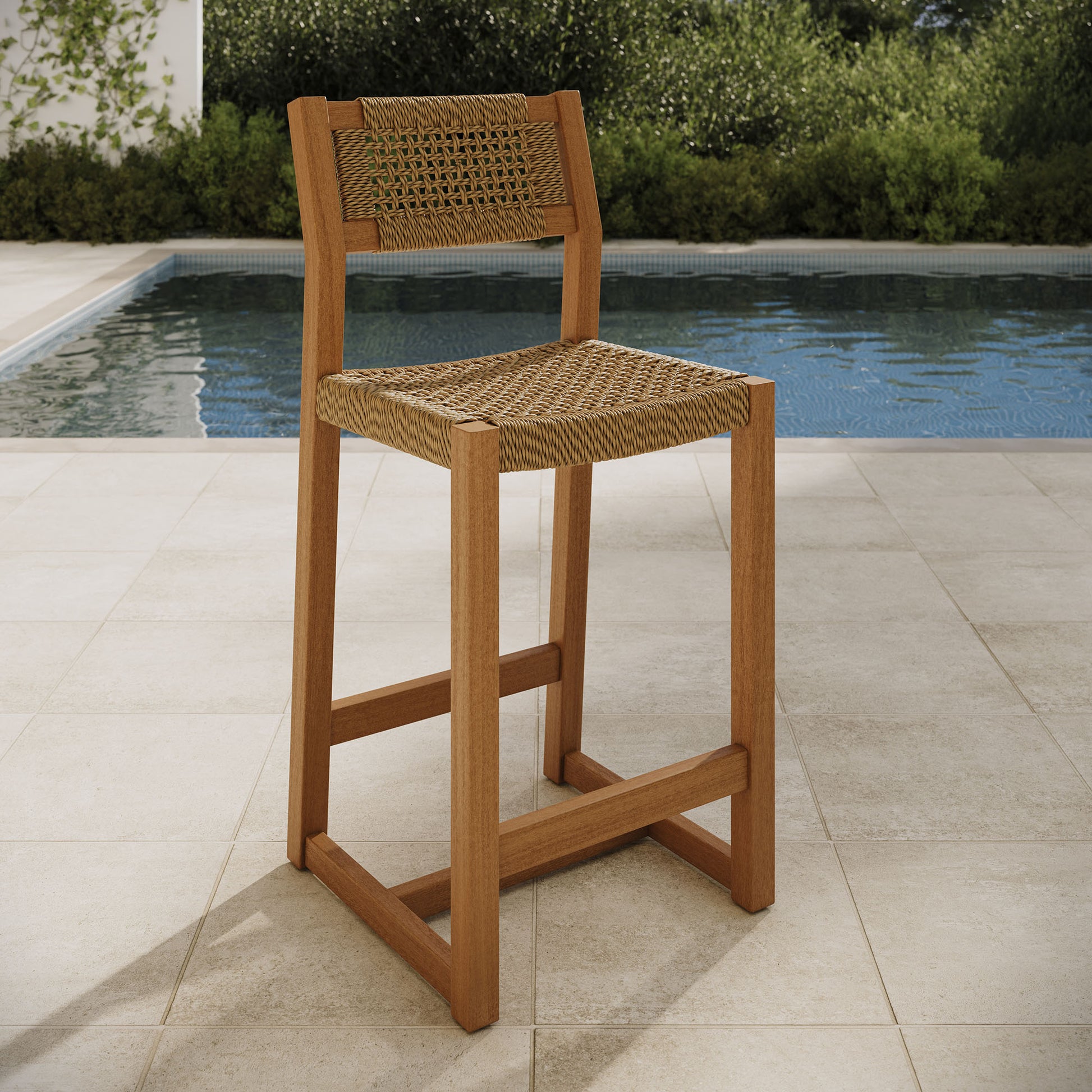 Reed 40 Inch Outdoor Patio Outdoor Teak Wood Counter Stool by Modway