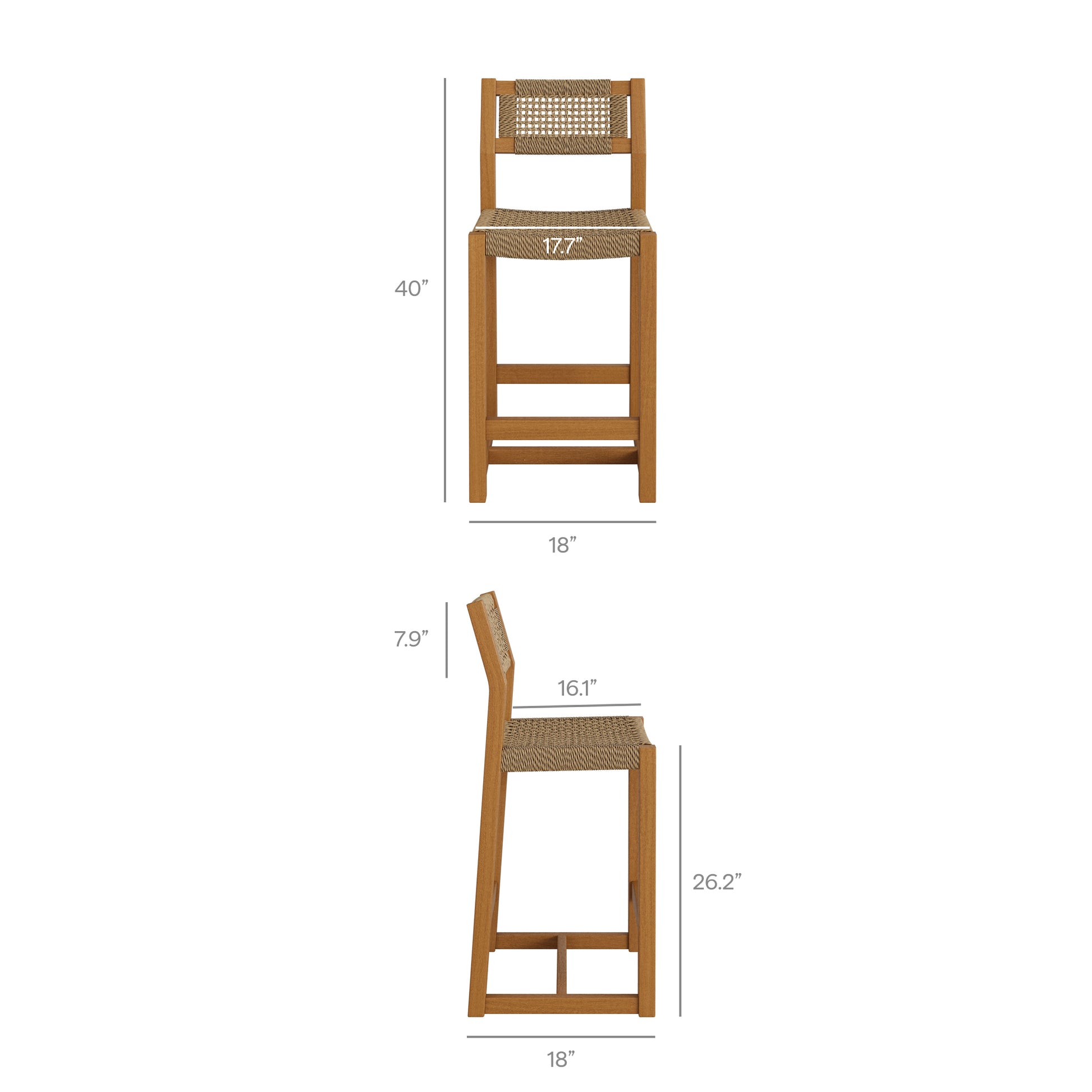 Reed 40 Inch Outdoor Patio Outdoor Teak Wood Counter Stool by Modway