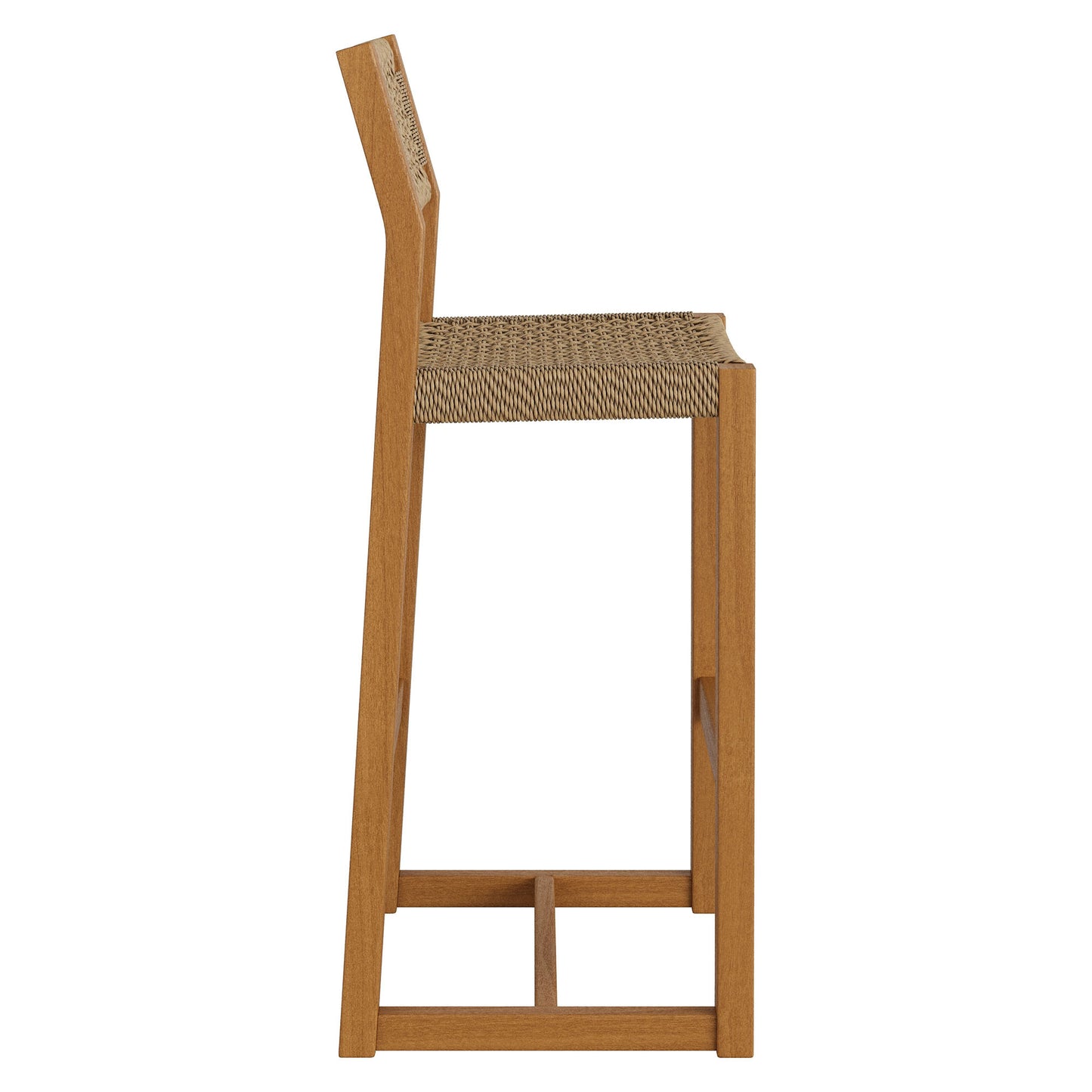 Reed 44 Inch Outdoor Patio Outdoor Teak Wood Rattan Bar Stool by Modway