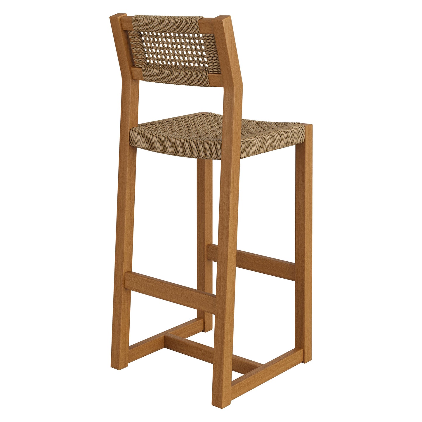 Reed 44 Inch Outdoor Patio Outdoor Teak Wood Rattan Bar Stool by Modway