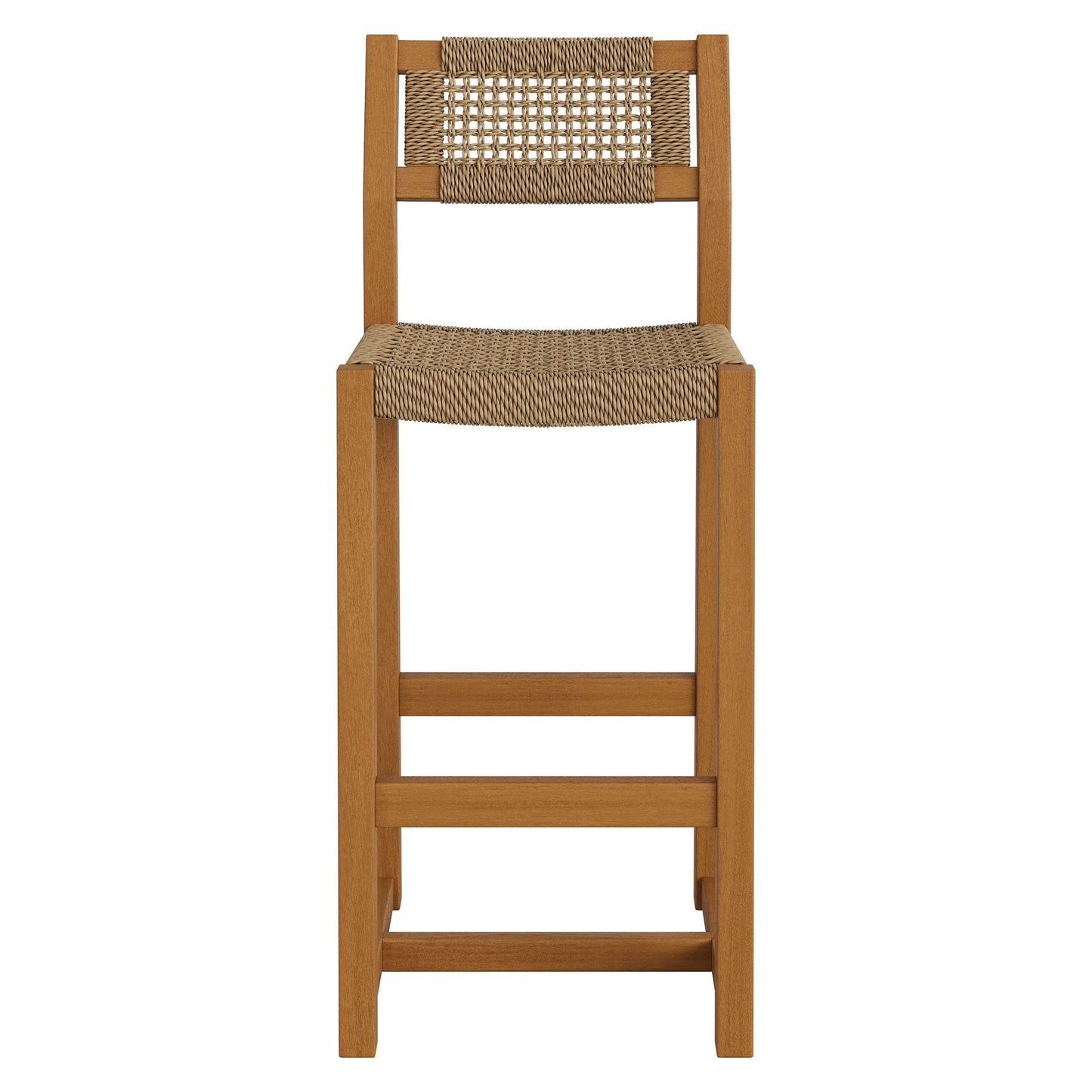Reed 44 Inch Outdoor Patio Outdoor Teak Wood Rattan Bar Stool by Modway