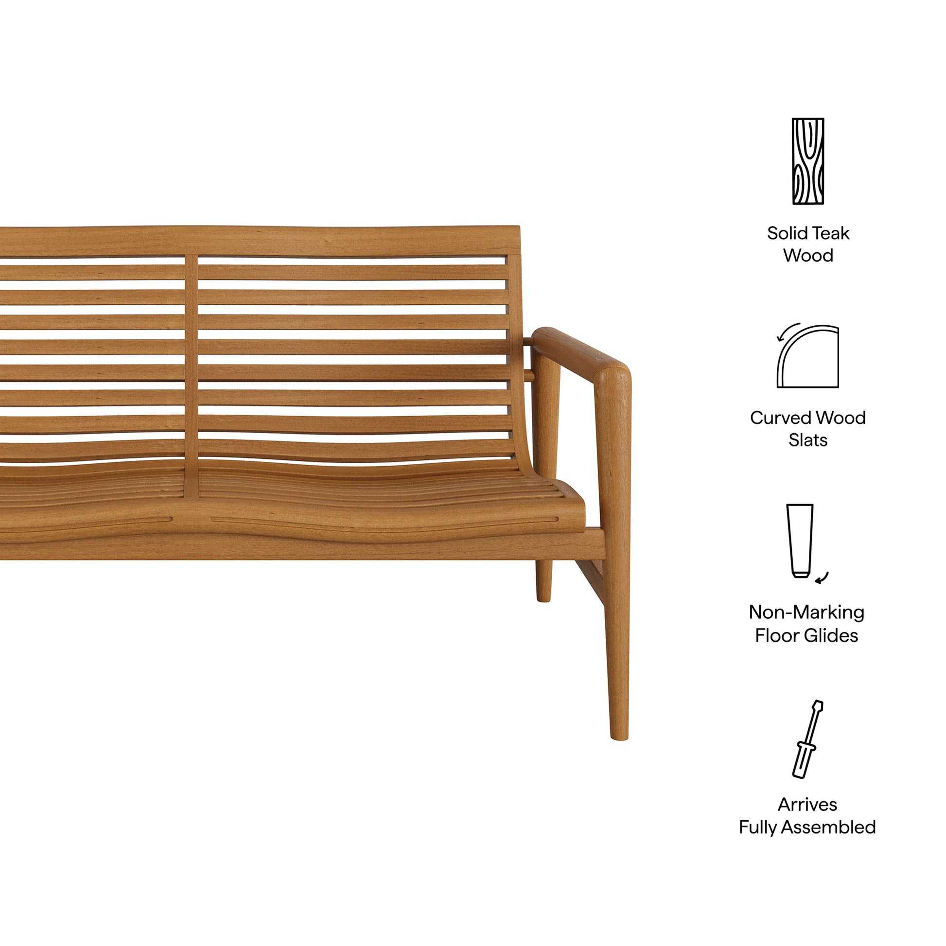 Hayden 56 Inch Outdoor Patio Teak Wood Loveseat by Modway