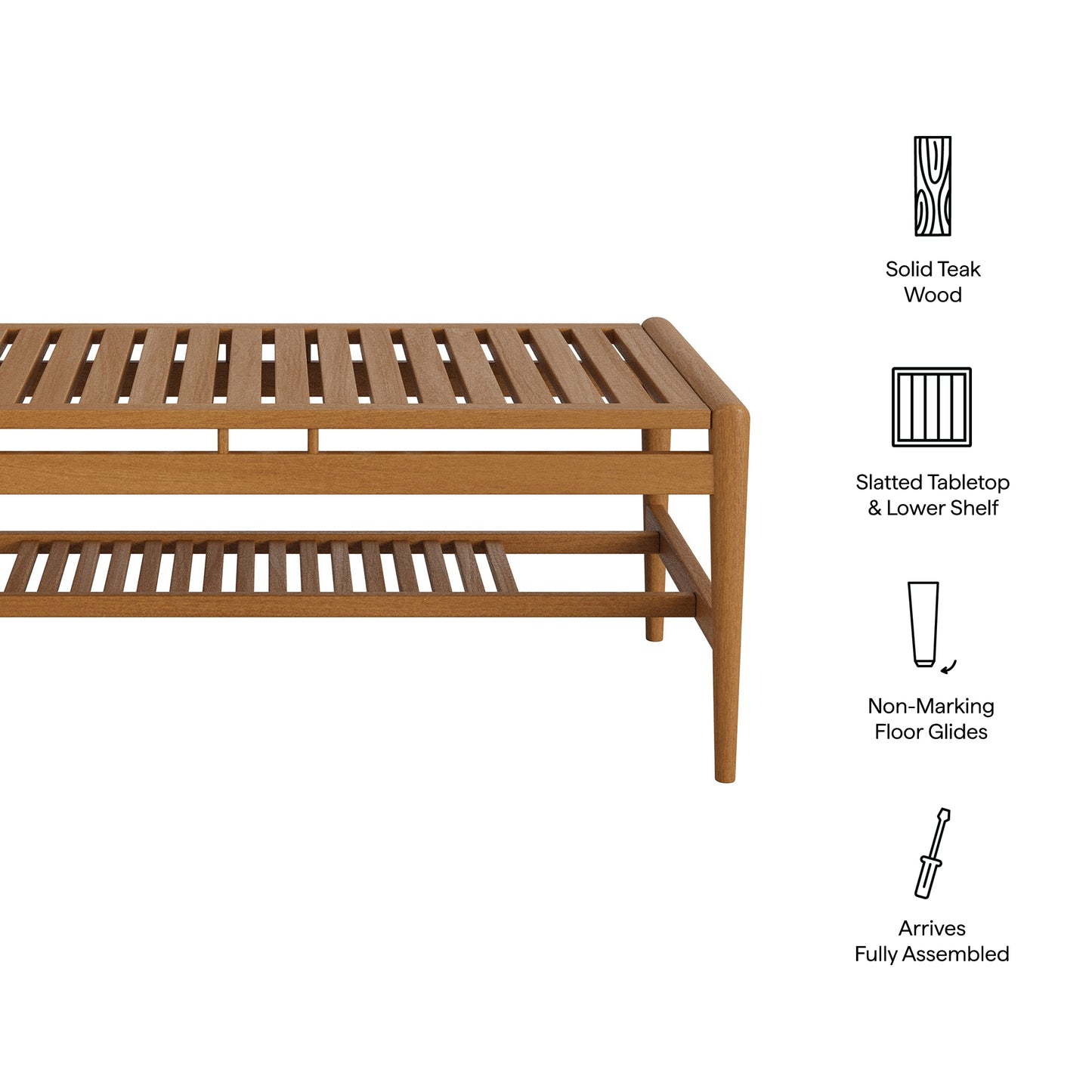 Hayden 46 Inch Outdoor Patio Teak Wood Coffee Table by Modway