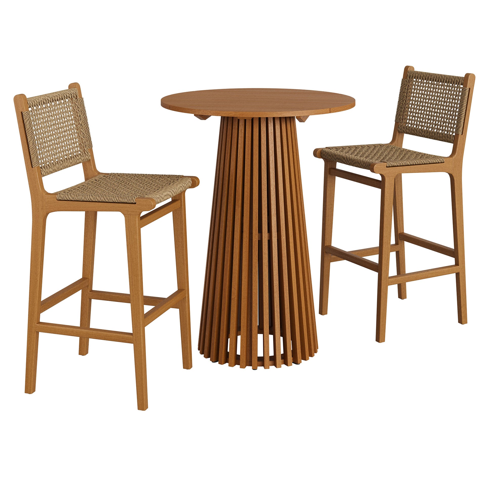 Rowe 3-Piece Outdoor Patio Teak Wood Bar Set by Modway