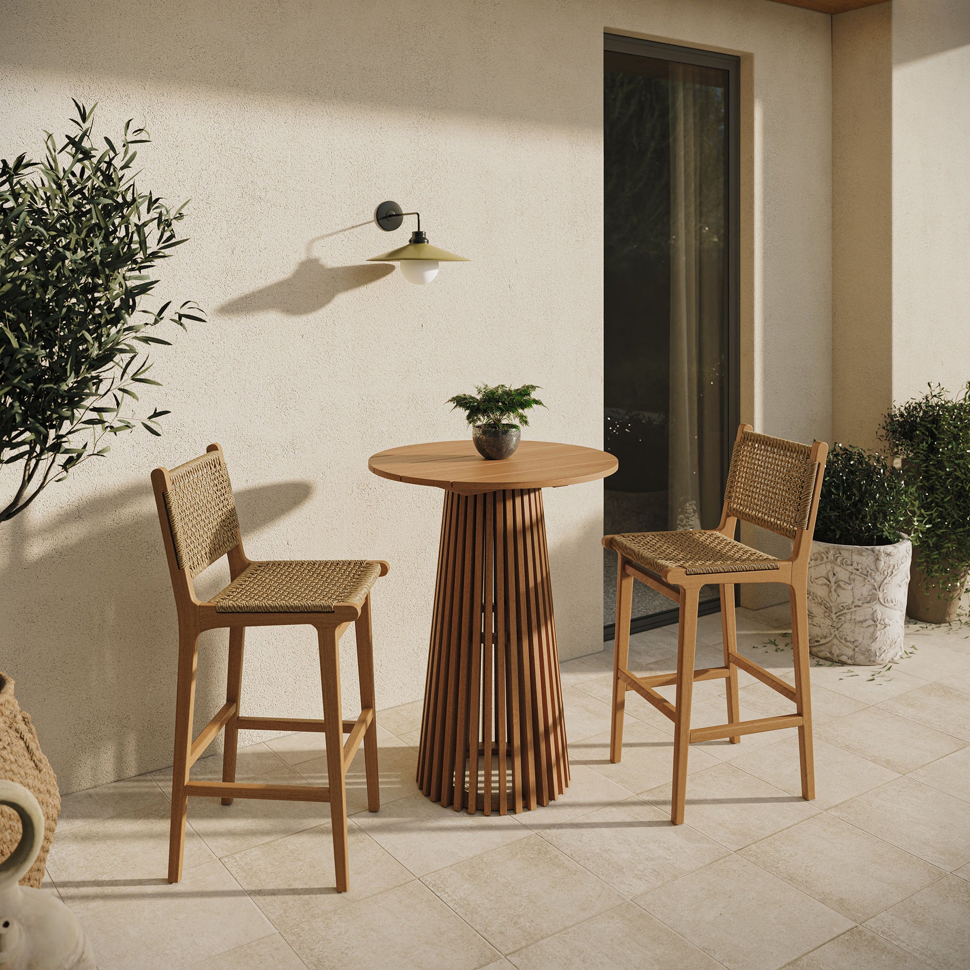 Rowe 3-Piece Outdoor Patio Teak Wood Bar Set by Modway