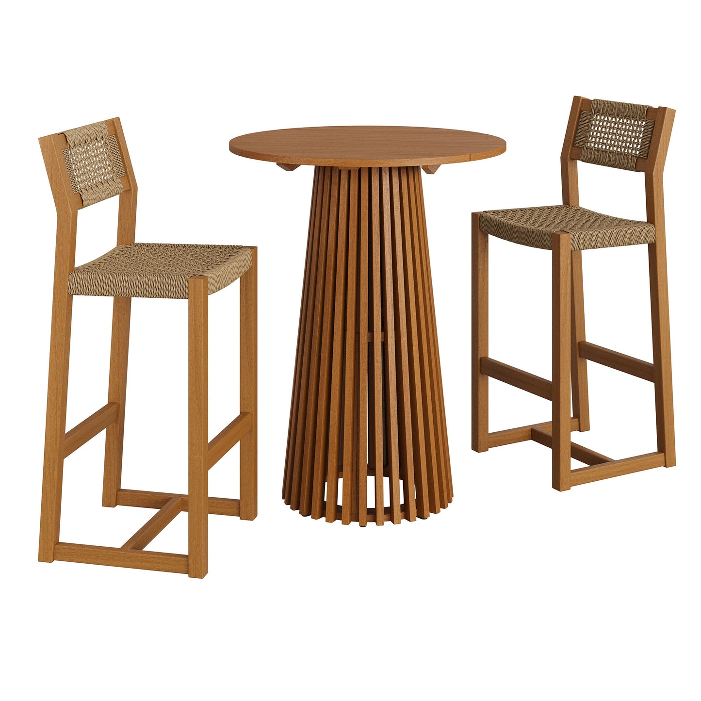 Reed 3-Piece Outdoor Patio Teak Wood Bar Set by Modway