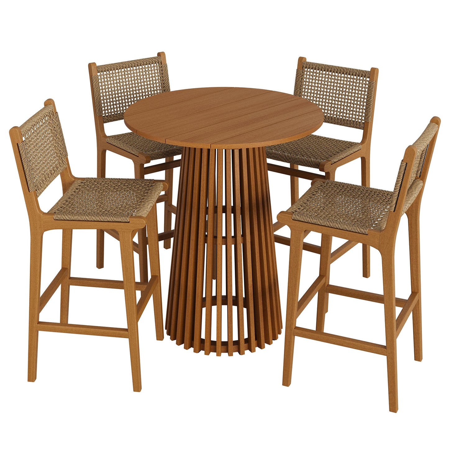 Rowe 5-Piece Outdoor Patio Teak Wood Bar Set by Modway