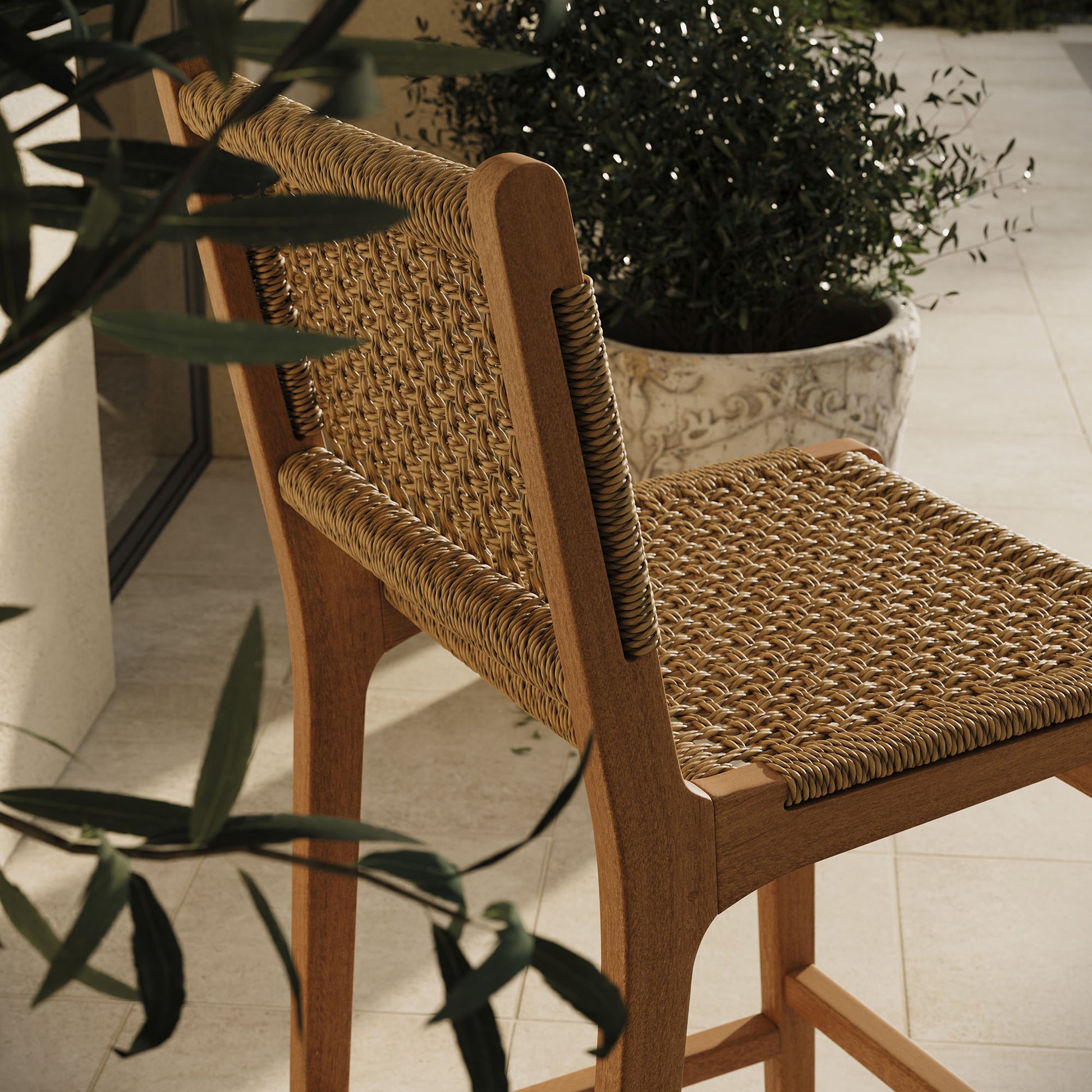 Rowe 5-Piece Outdoor Patio Teak Wood Bar Set by Modway