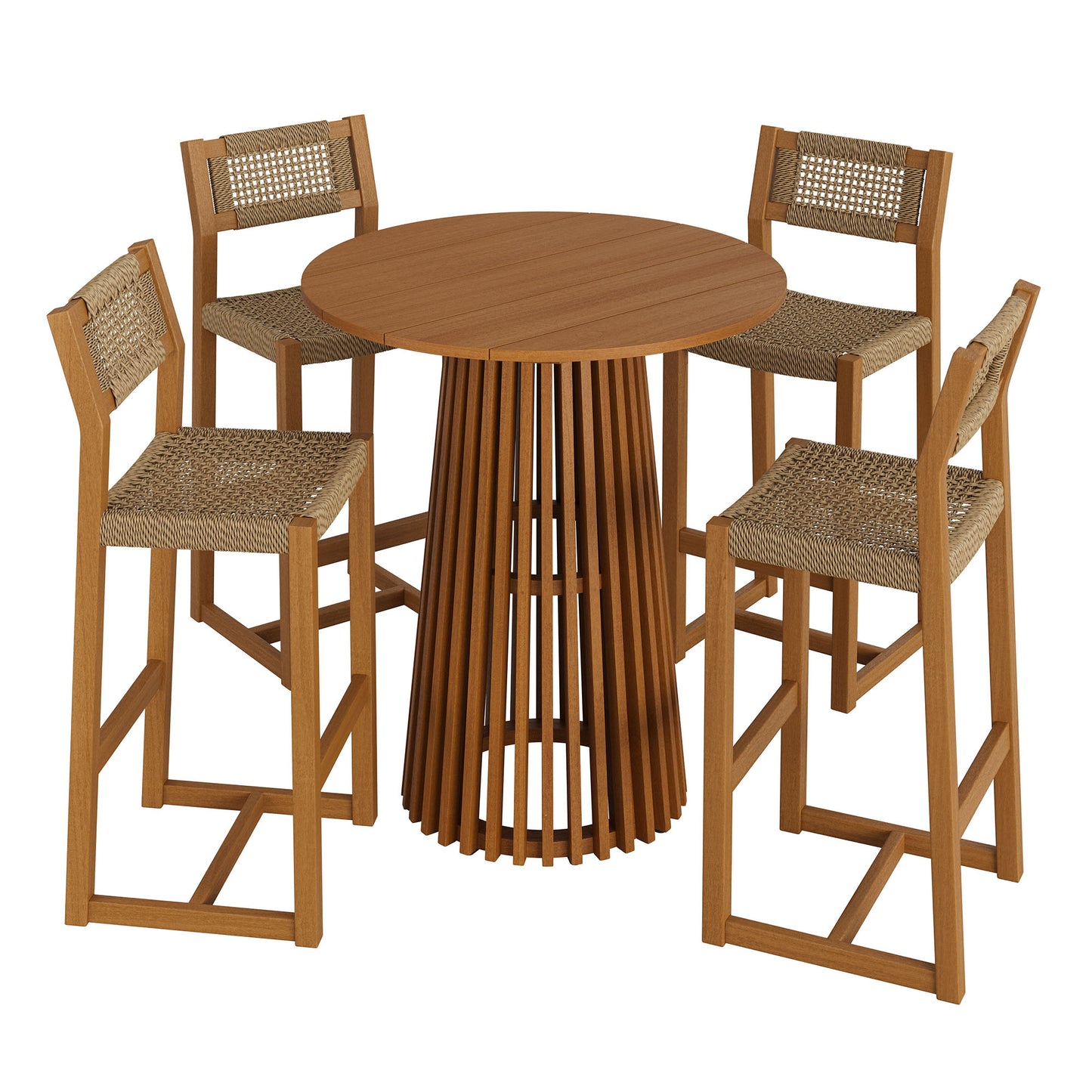 Reed 5-Piece Outdoor Patio Teak Wood Bar Set by Modway