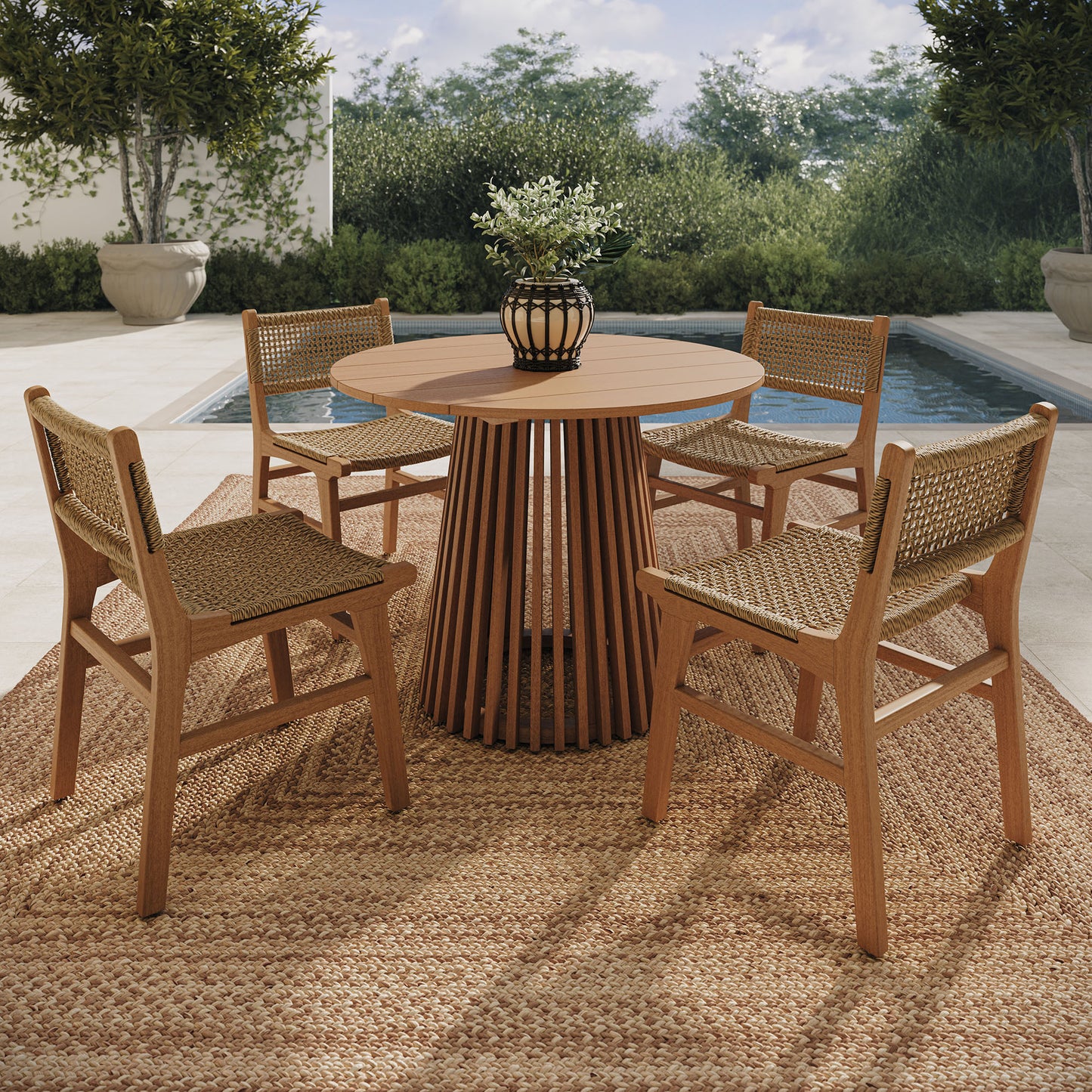 Rowe 5-Piece Outdoor Patio Teak Wood Dining Set by Modway