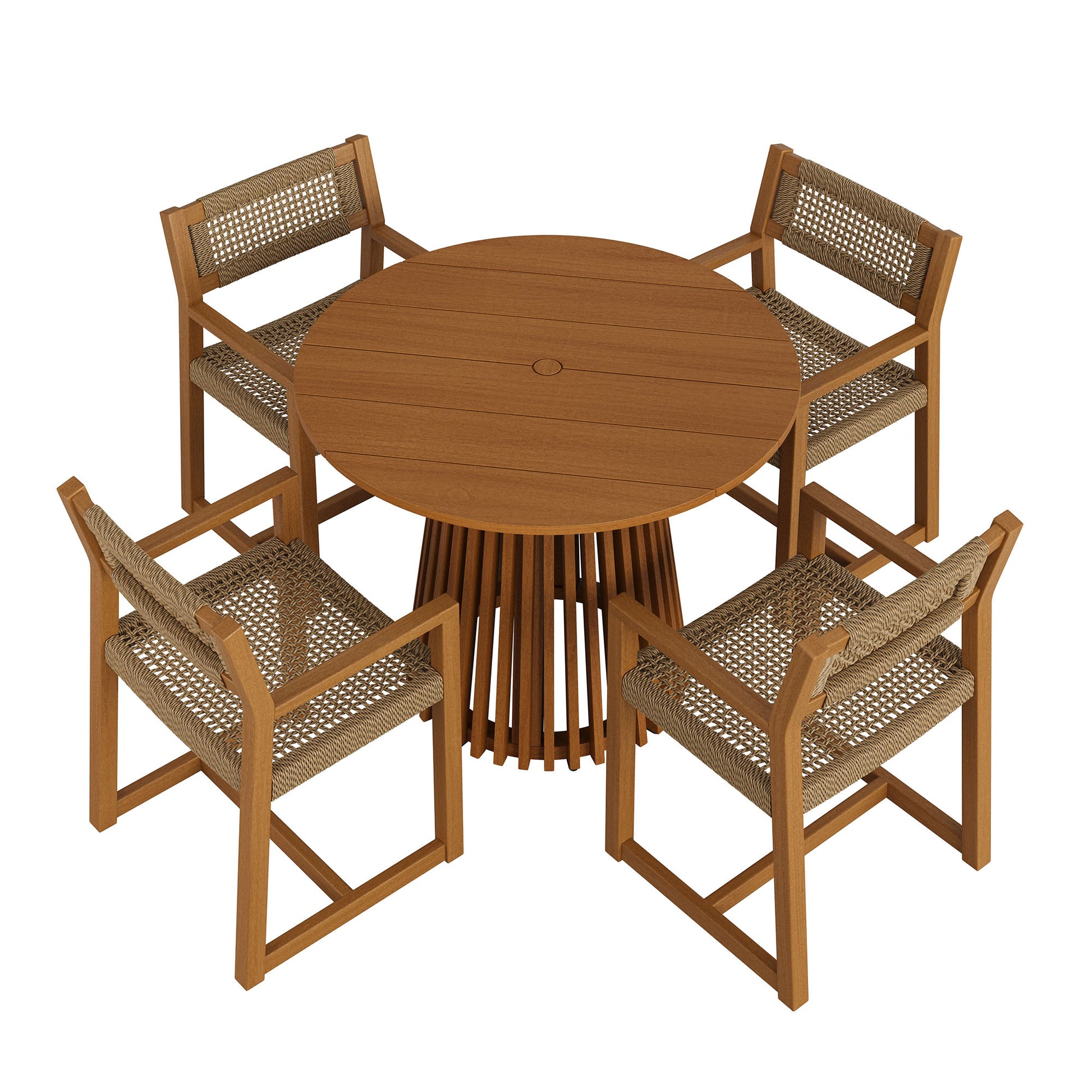 Reed 5-Piece Outdoor Patio Teak Wood Dining Set by Modway