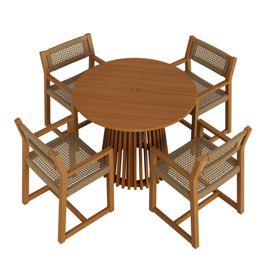 Reed 5-Piece Outdoor Patio Teak Wood Dining Set by Modway