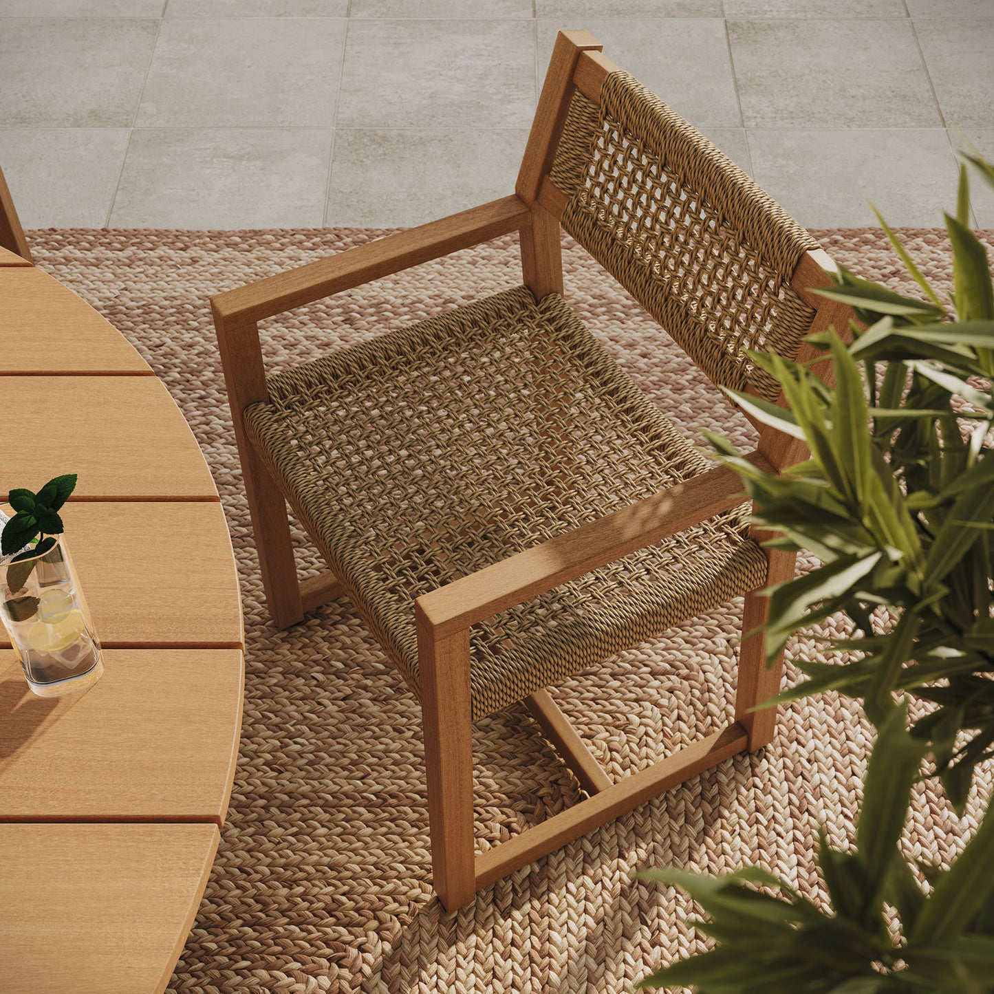 Reed 5-Piece Outdoor Patio Teak Wood Dining Set by Modway