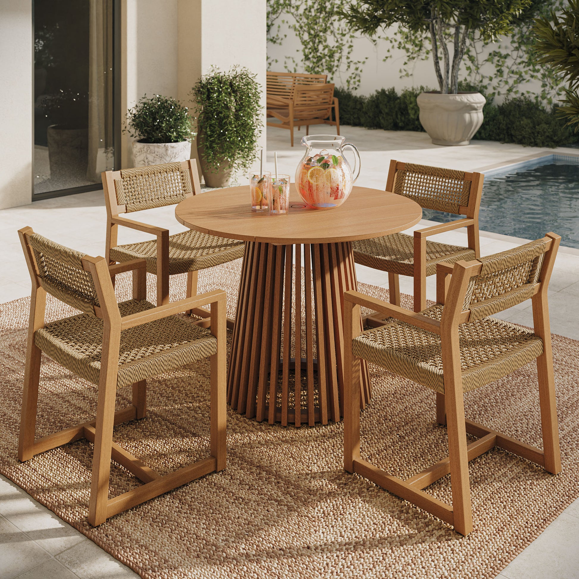 Reed 5-Piece Outdoor Patio Teak Wood Dining Set by Modway