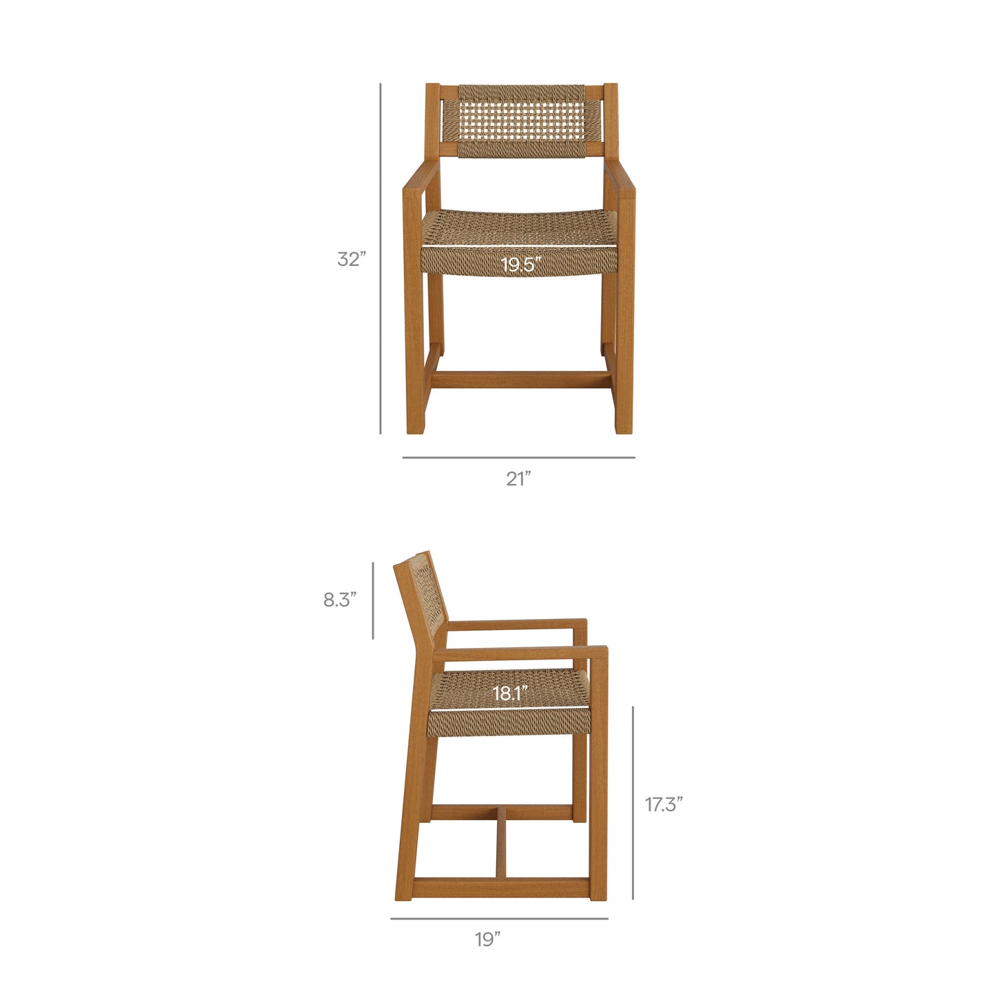 Reed 5-Piece Outdoor Patio Teak Wood Dining Set by Modway