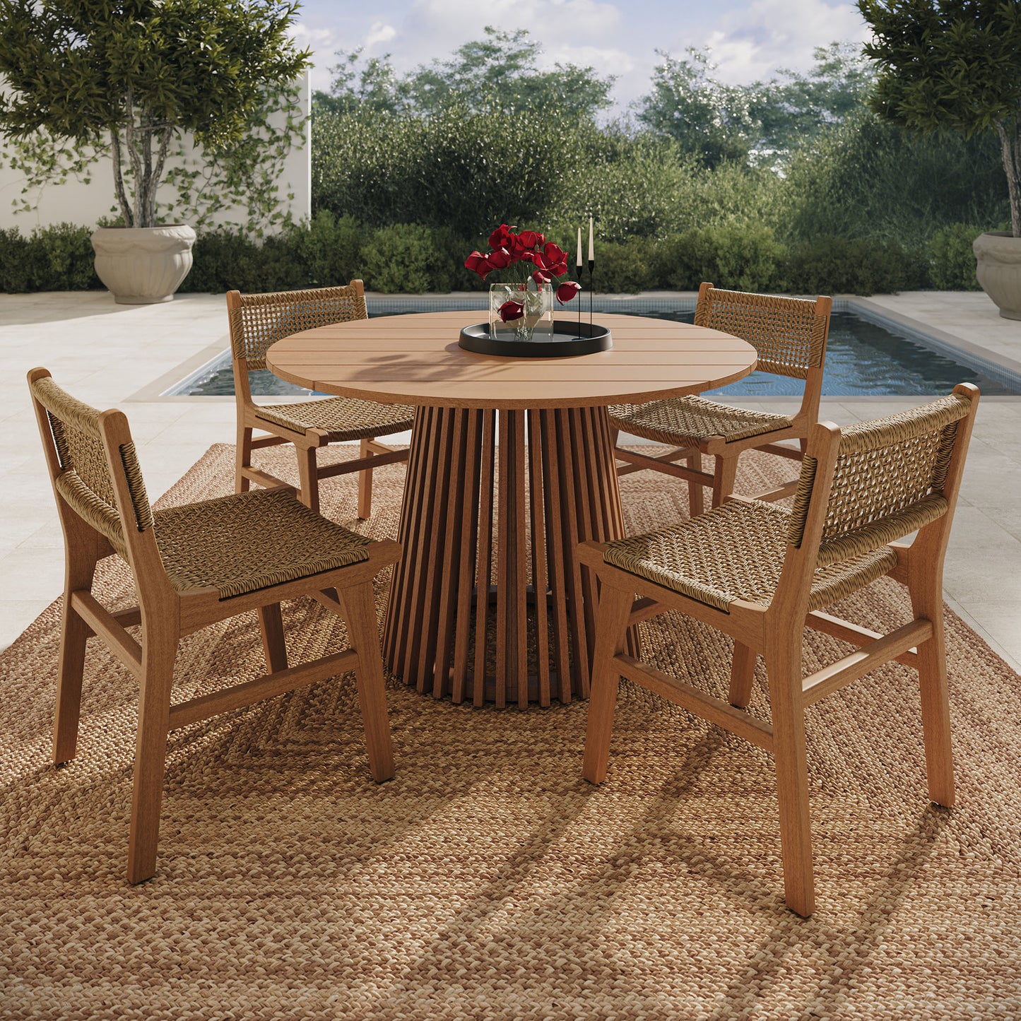 Rowe 5-Piece Outdoor Patio Teak Wood Dining Set by Modway