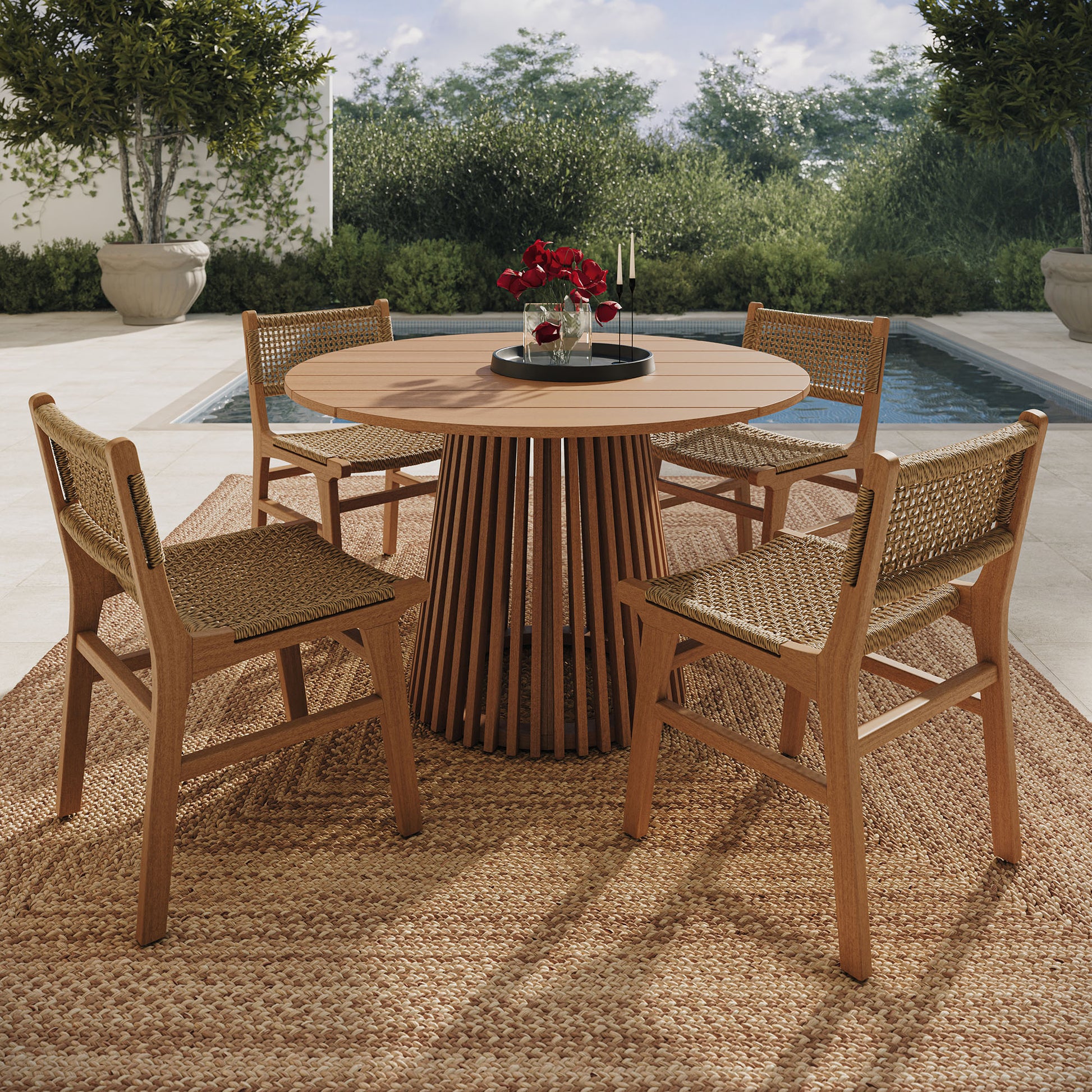 Rowe 5-Piece Outdoor Patio Teak Wood Dining Set by Modway