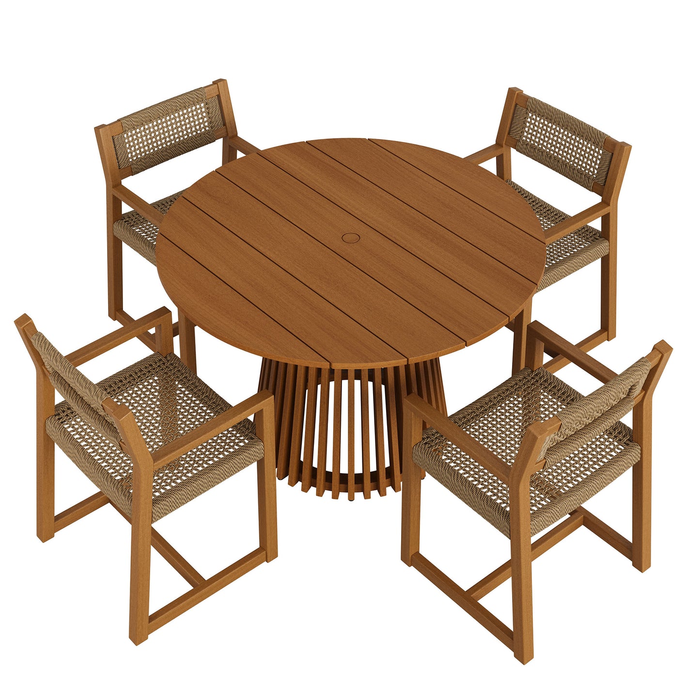 Reed 5-Piece Outdoor Patio Teak Wood Dining Set by Modway