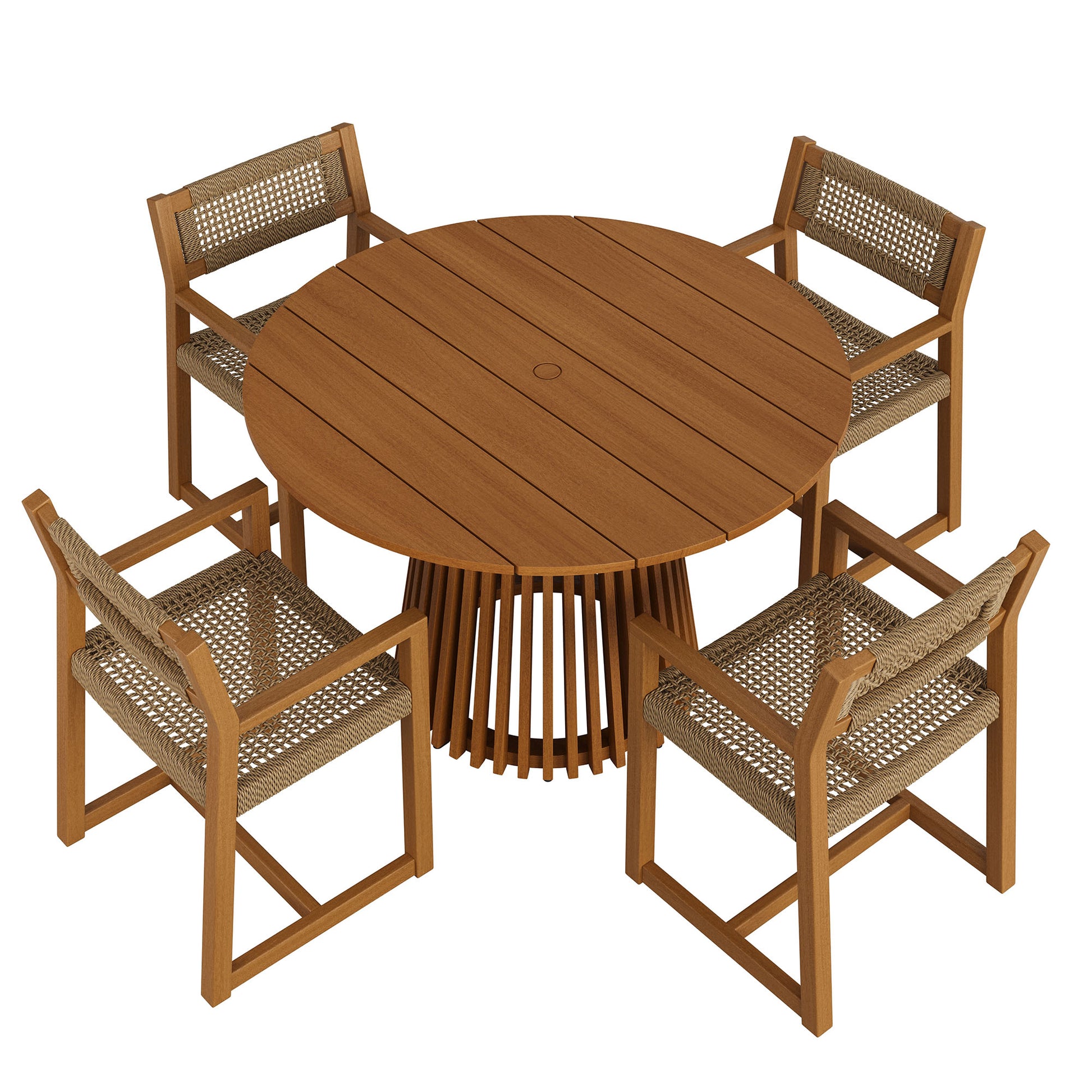 Reed 5-Piece Outdoor Patio Teak Wood Dining Set by Modway