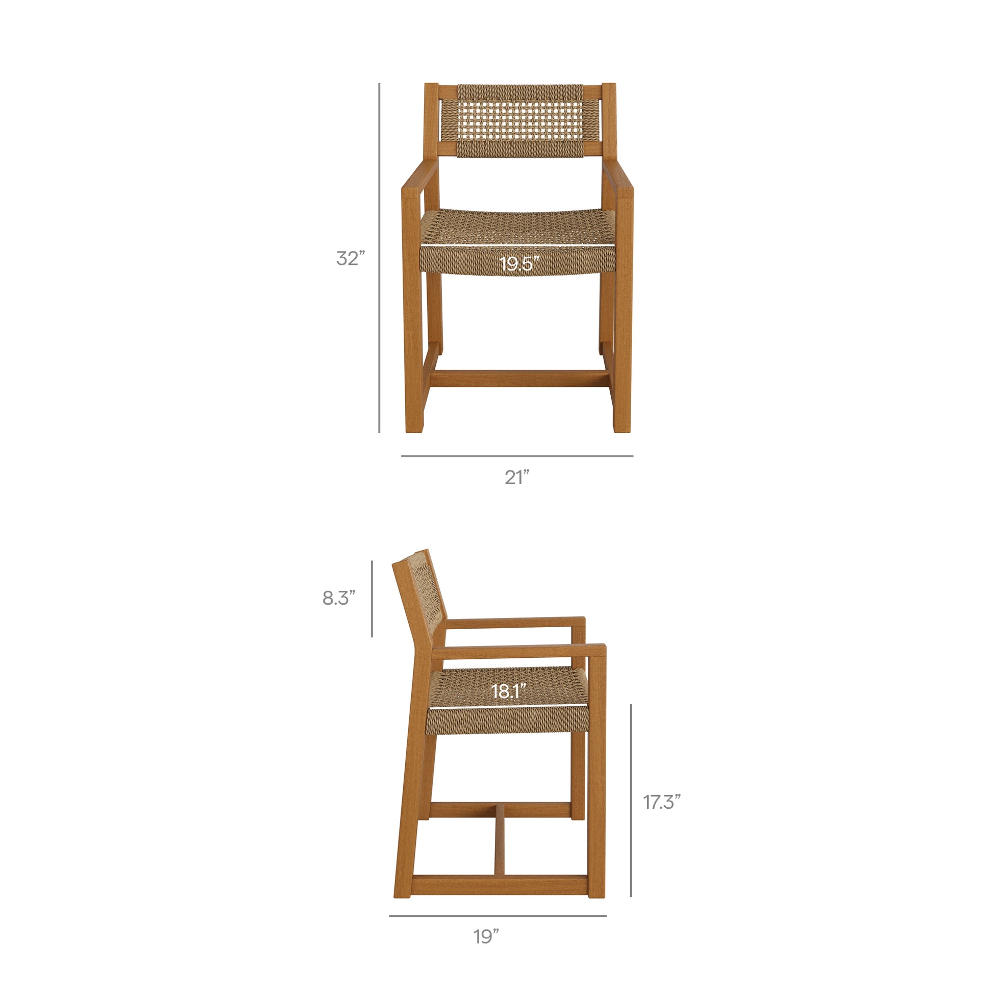 Reed 5-Piece Outdoor Patio Teak Wood Dining Set by Modway