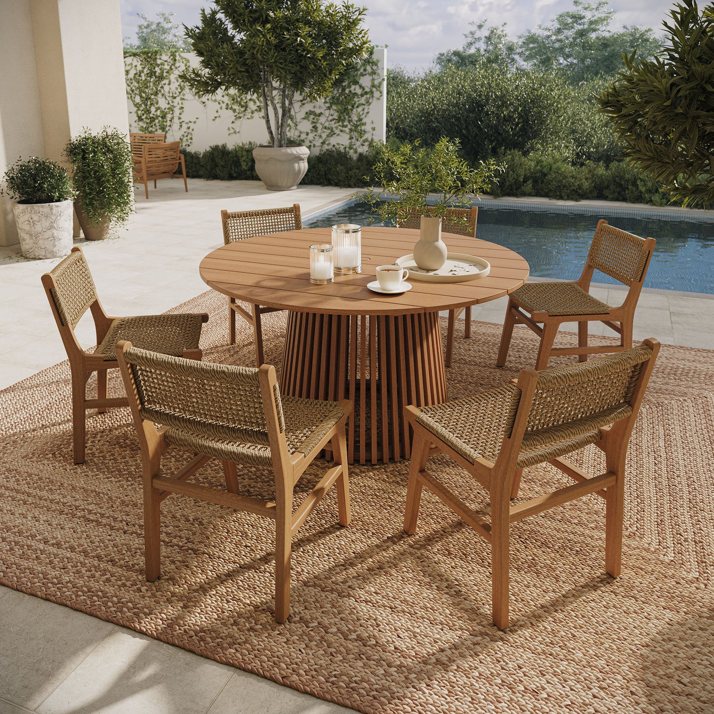 Rowe 7-Piece Outdoor Patio Teak Wood Dining Set by Modway