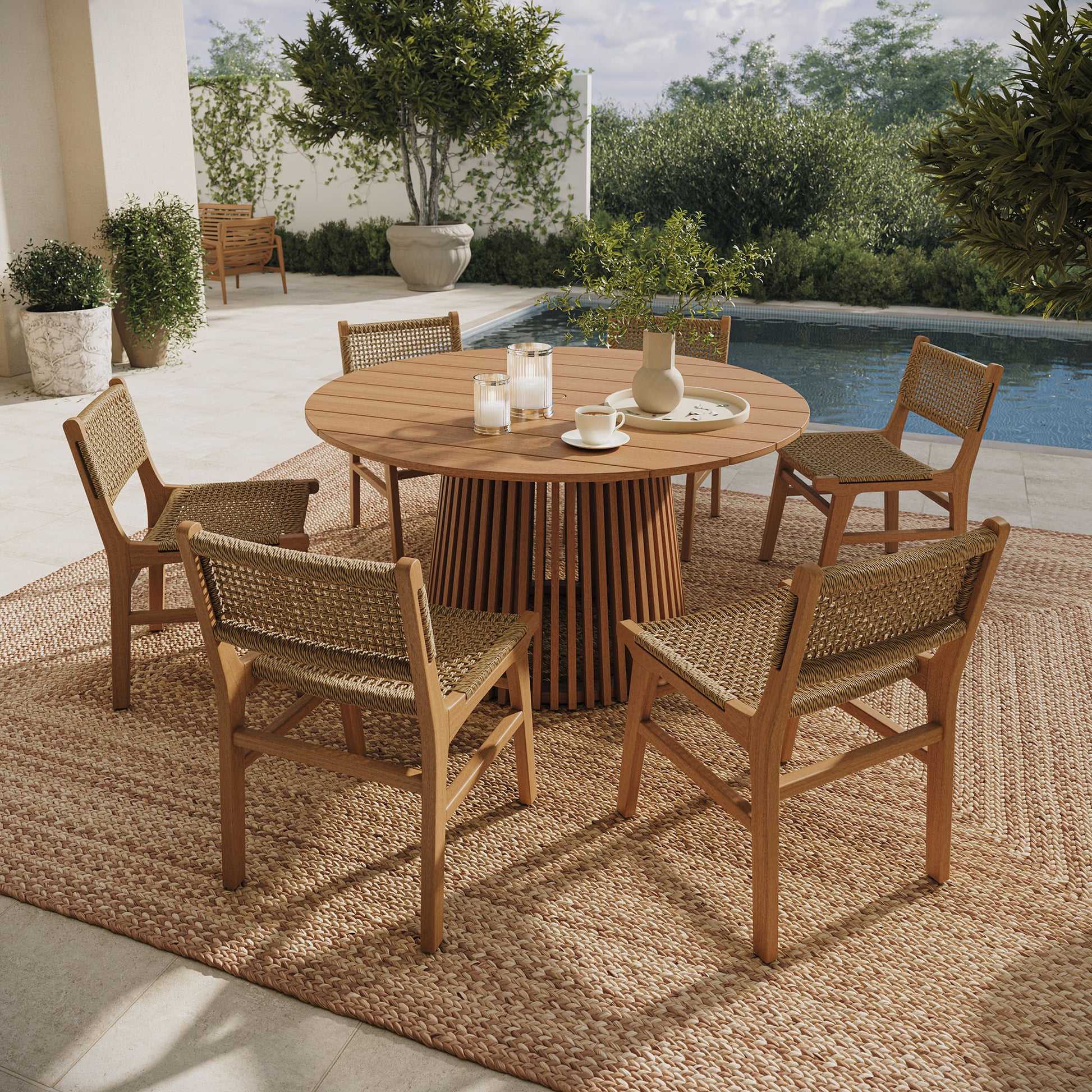 Rowe 7-Piece Outdoor Patio Teak Wood Dining Set by Modway